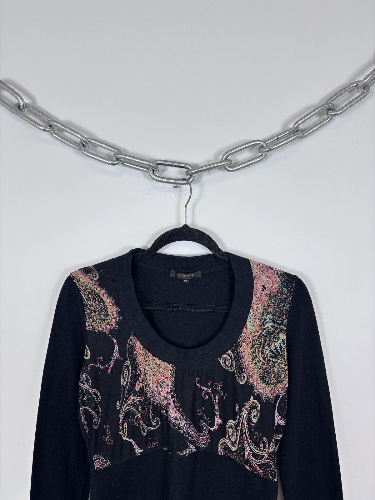 Roberto Cavalli Roberto Cavalli Vintage Women’s Rhinestones Long Sleeve Tee Size XL / US 12-14 / IT 48-50 - 2 Thumbnail