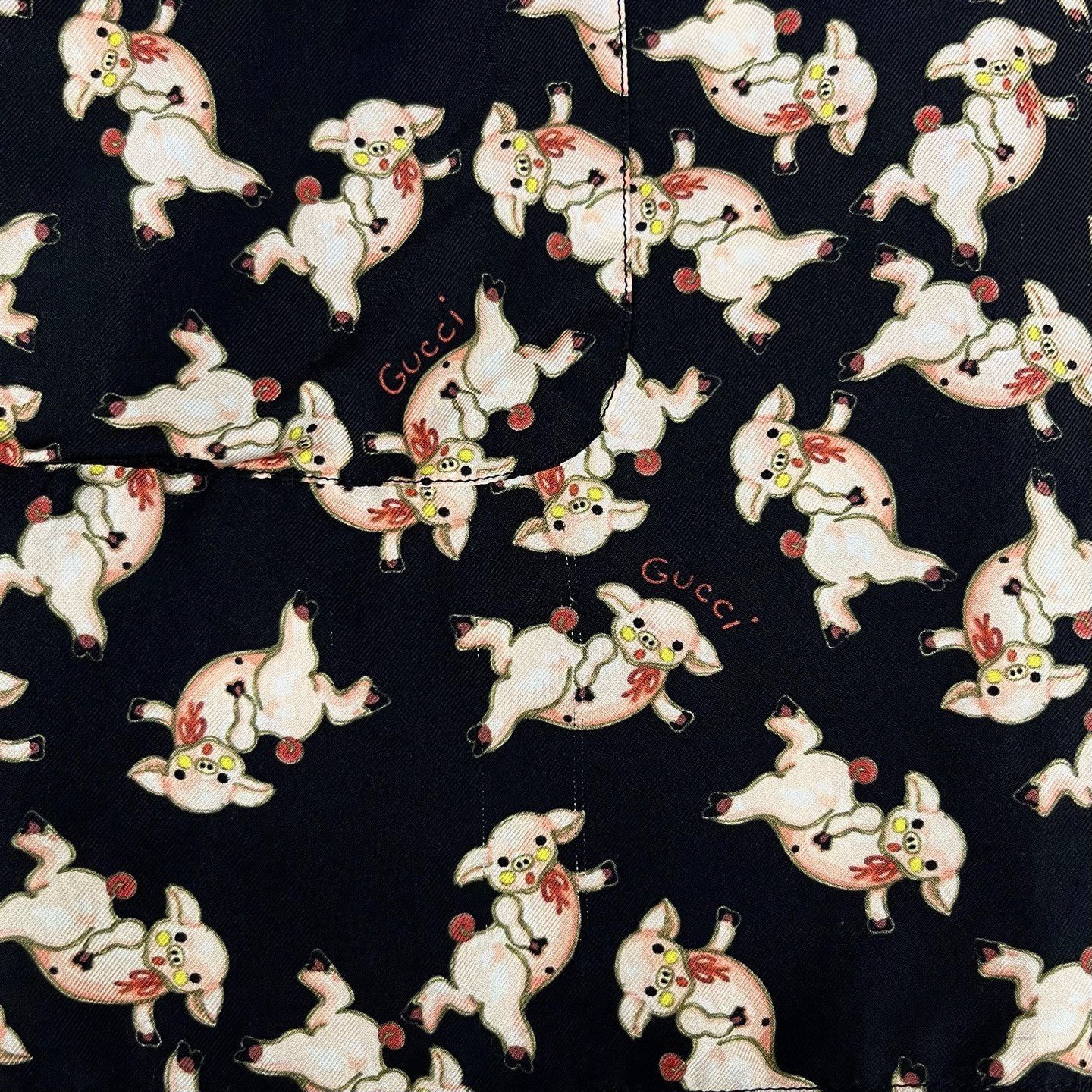 Gucci Gucci All-Over Pig Logo Silk Shirt Dress Size US M / EU 48-50 / 2 - 5 Thumbnail
