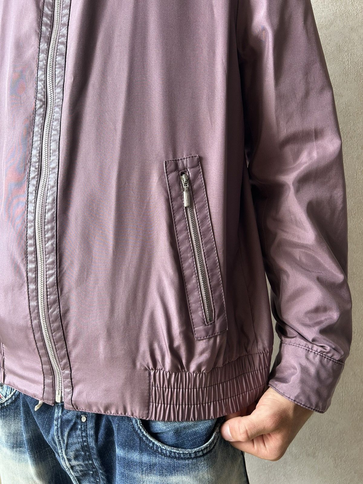 Brioni Brioni Lightweight 100% Silk Blend Zip Jacket Purple Size US XL / EU 56 / 4 - 7 Thumbnail