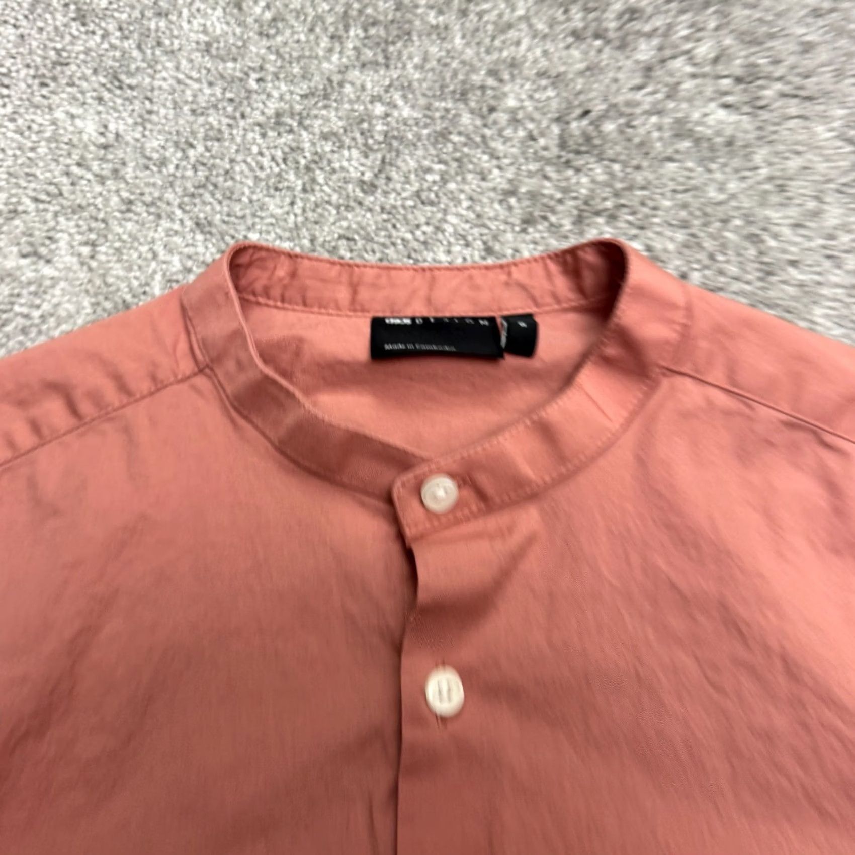 Asos ASOS Band Collar Shirt Mens Small Pink Long Sleeve Cotton Top Button Down Size US S / EU 44-46 / 1 - 3 Thumbnail