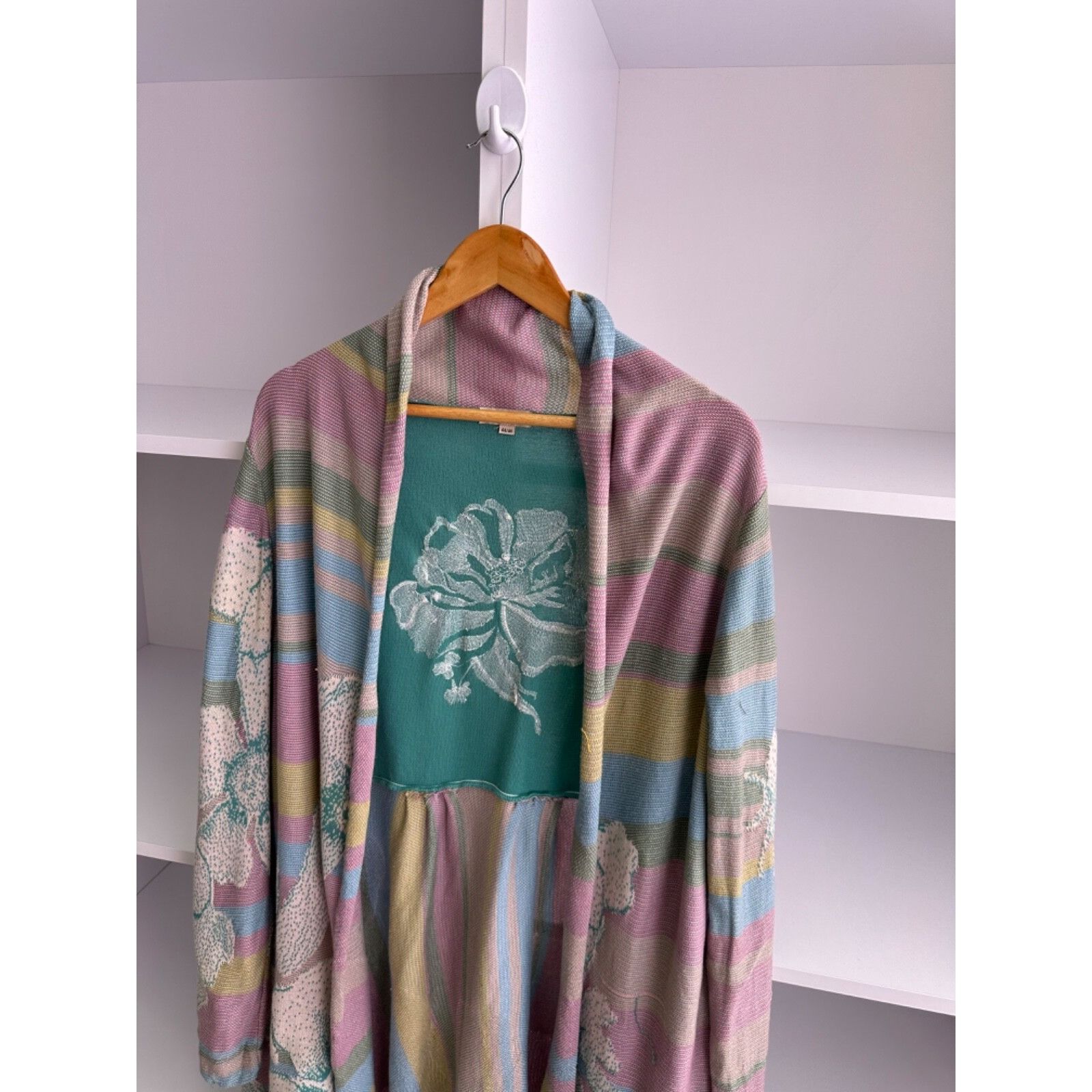 Vintage VTG Ivko Sebian Long Wrapover Cardigan Floral Pattern Print Size L / US 10 / IT 46 - 4 Thumbnail