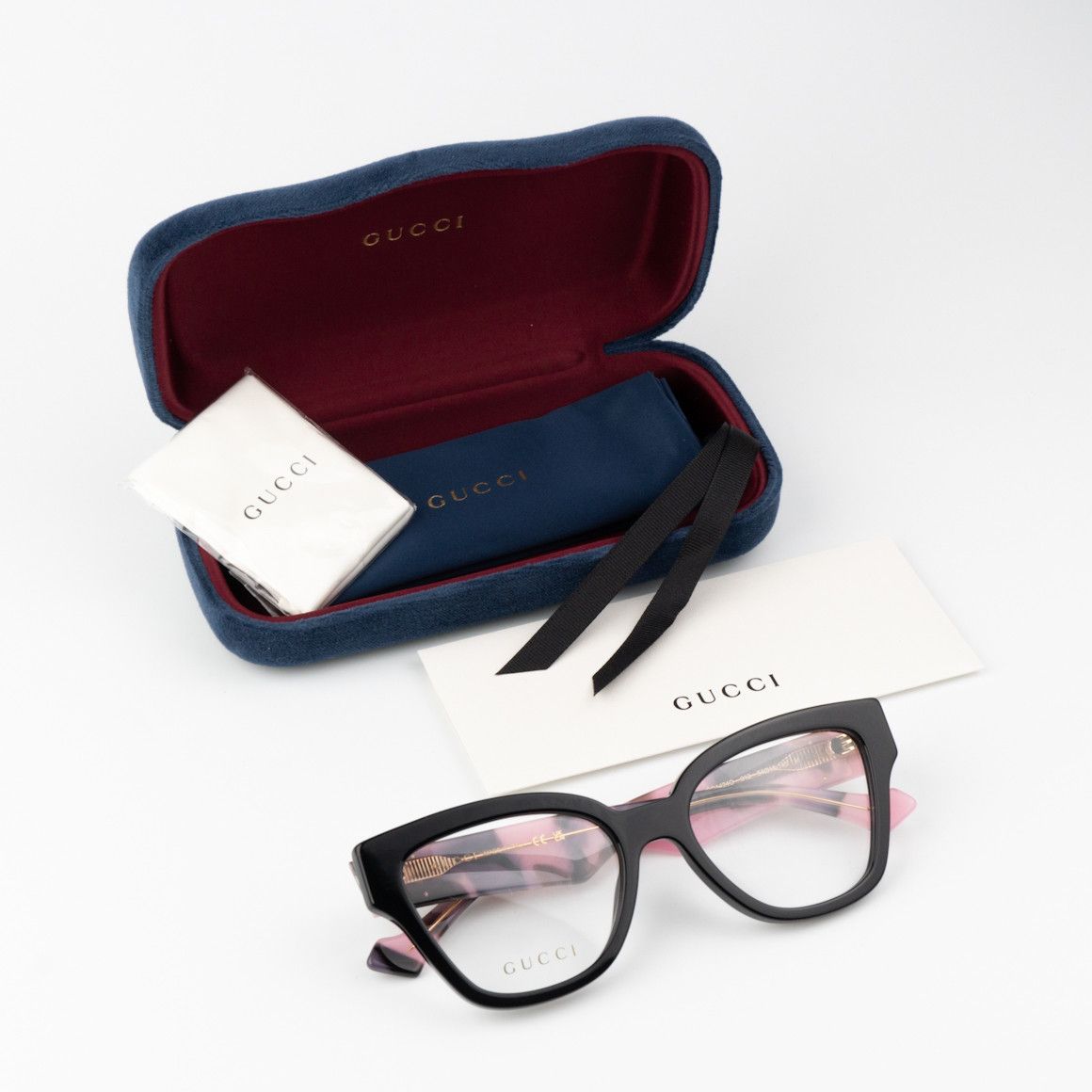 Gucci NEW Gucci GG1424O 012 Black Pink Cat Eye Women Eyeglasses Size ONE SIZE - 9 Thumbnail