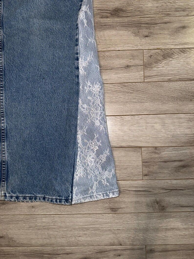 JNCO custom y2k flared flower light wash denim Size US 35 - 7 Thumbnail