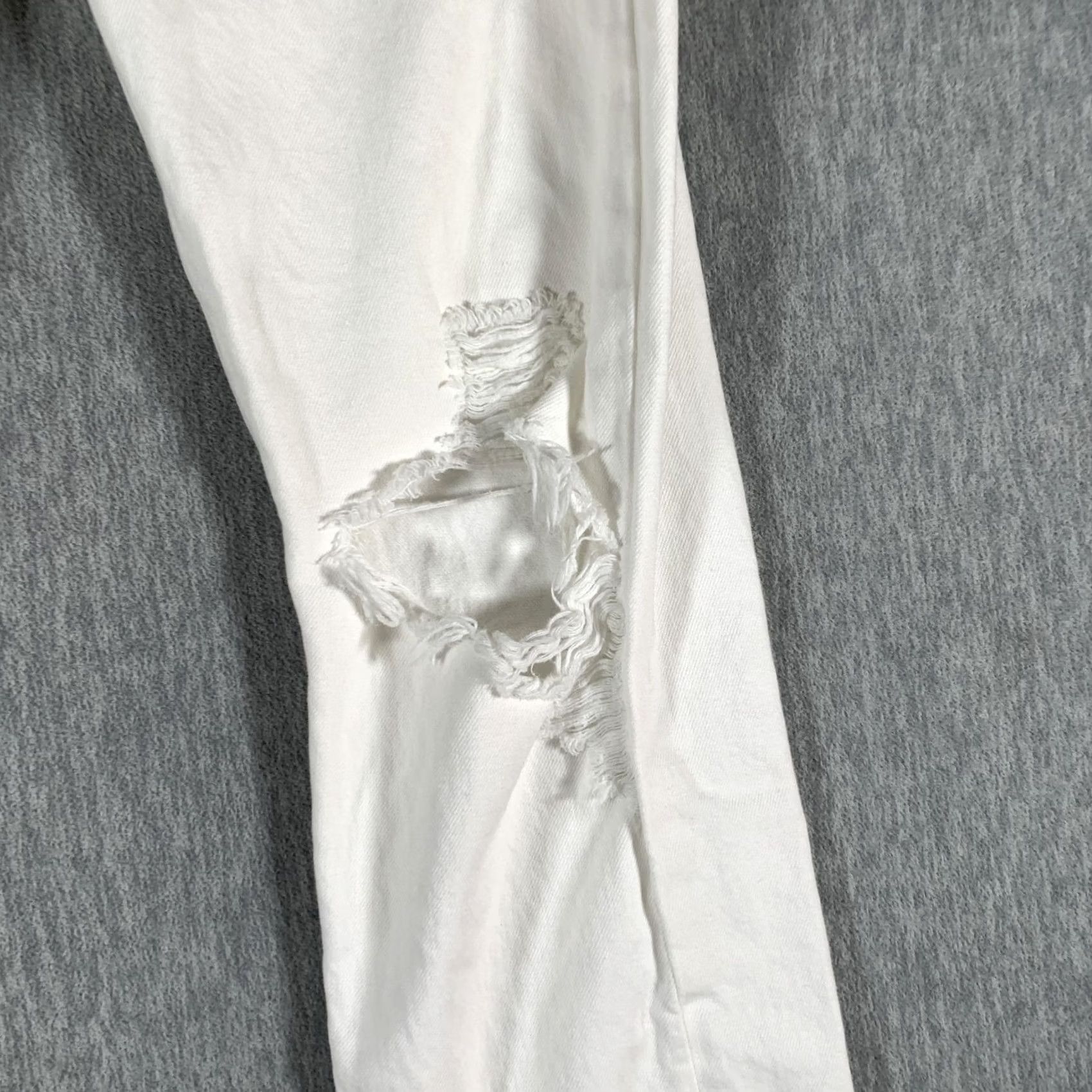 Agolde AGOLDE Jeans High Rise Straight Leg Distressed Button Fly White Denim 26 Womens Size 26" / US 2 / IT 38 - 4 Thumbnail