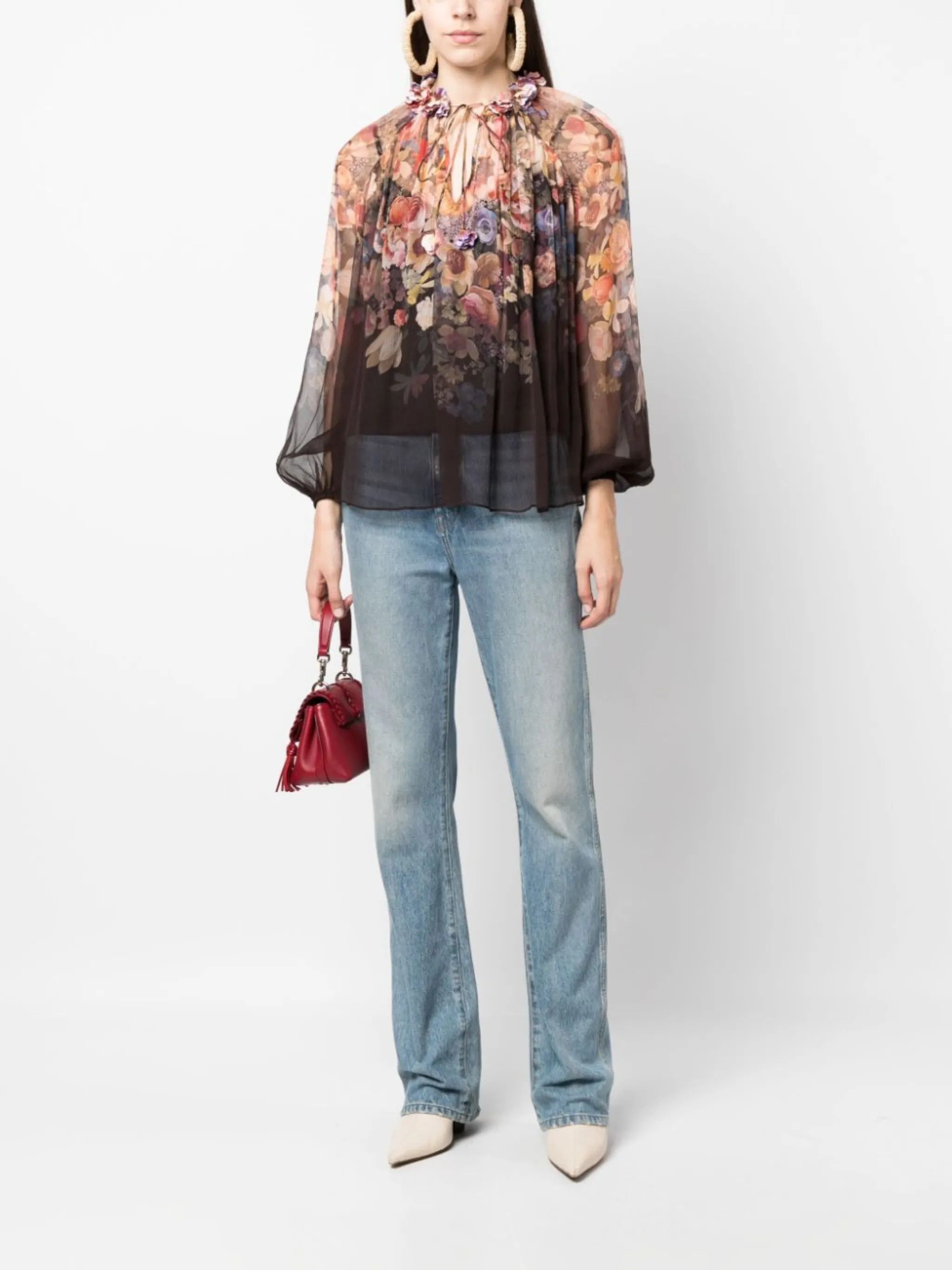 Zimmermann oc11z0325 Luminosity Floral Blouse in Multicolor Size S / US 4 / IT 40 - 6 Thumbnail