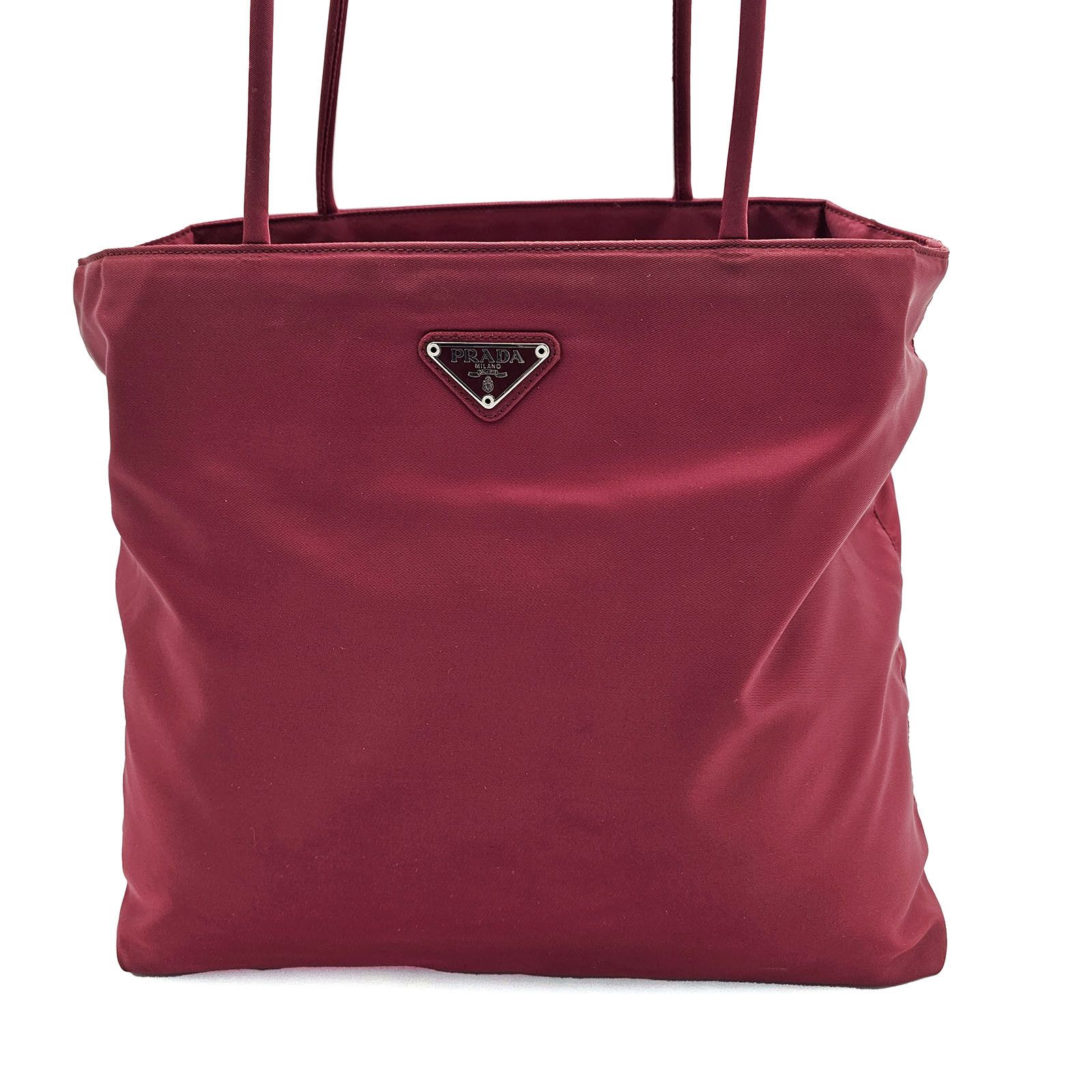 Prada Prada Tessuto Deep Red Burgundy Nylon Shopping Tote Size ONE SIZE - 2 Thumbnail