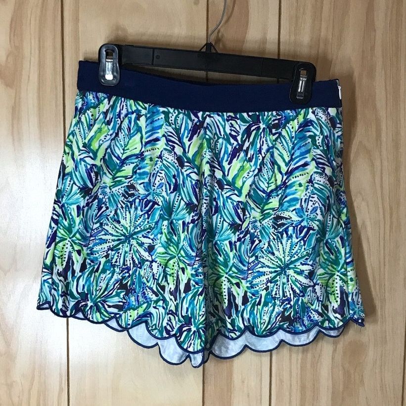 Other Blue Floral Elastic Waist Decorative Trim Shorts M Size 30" / US 8 / IT 44 - 1 Thumbnail