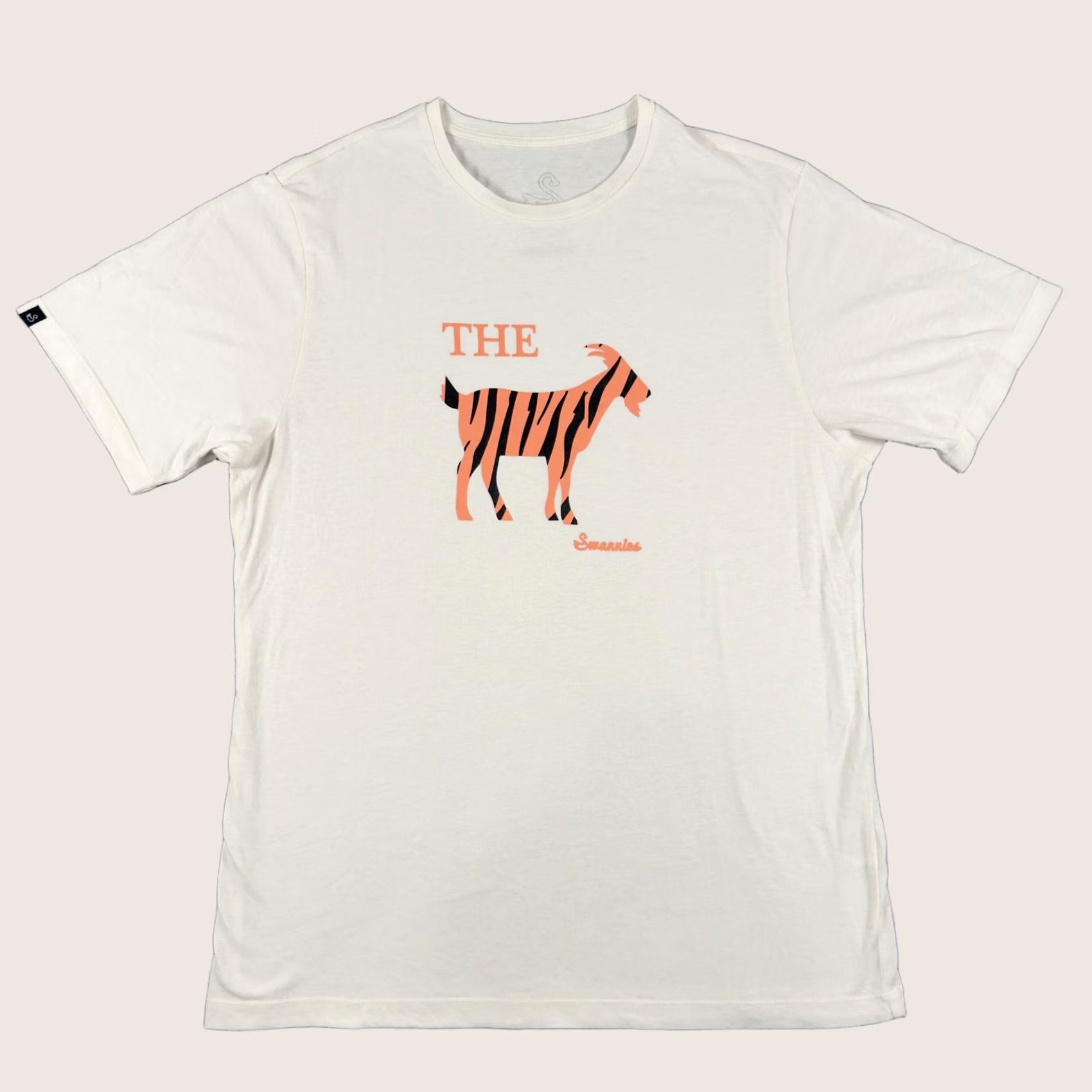 Vintage Swannies Shirt Mens Large White THE Goat Tiger Stripe Graphic Golf Tee T-Shirt Size US L / EU 52-54 / 3 - 1 Thumbnail
