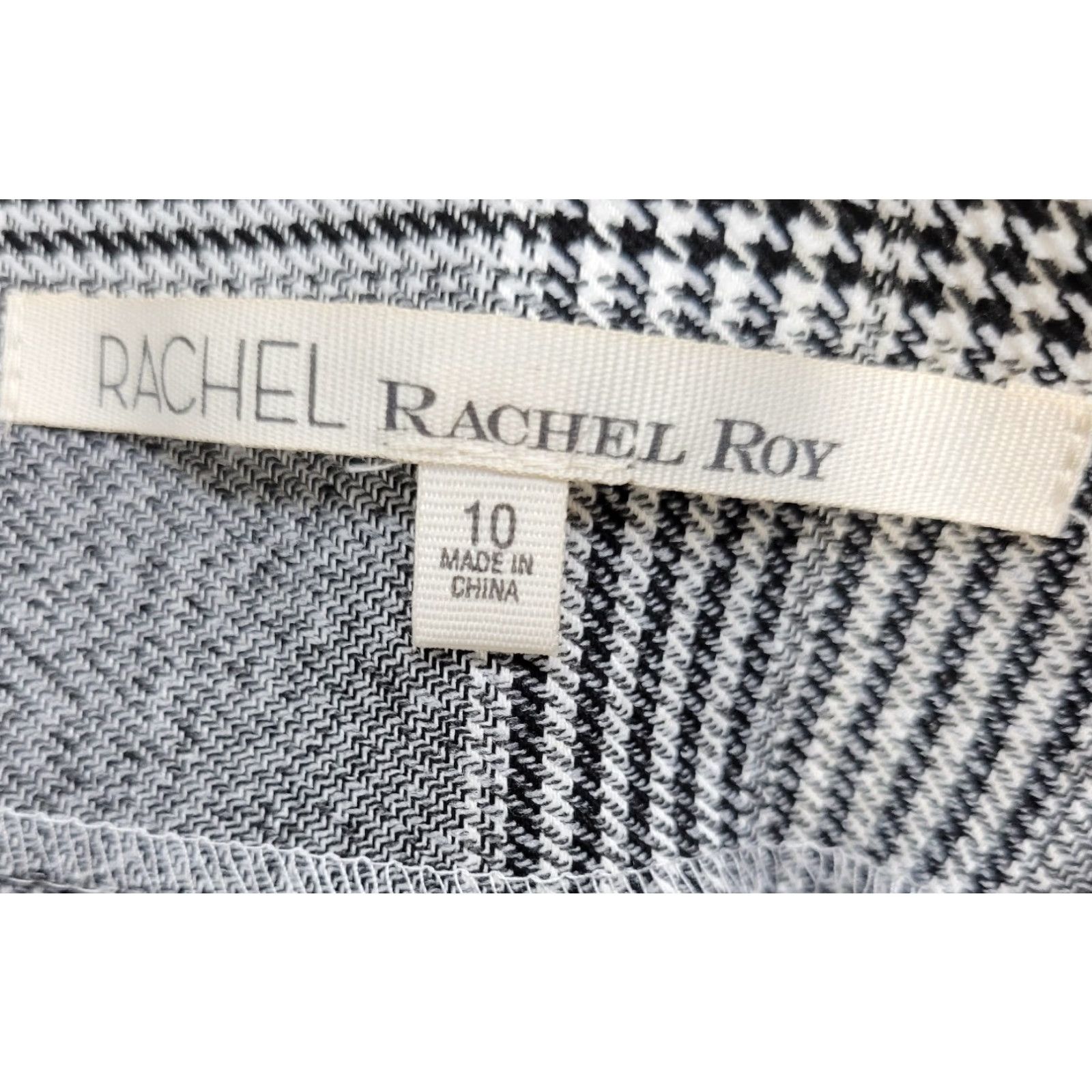 Vintage RACHEL Roy Gray Houndstooth Plaid Gathered Mini Skirt Viscose Size 10 NWT Size 32" / US 10 / IT 46 - 3 Thumbnail