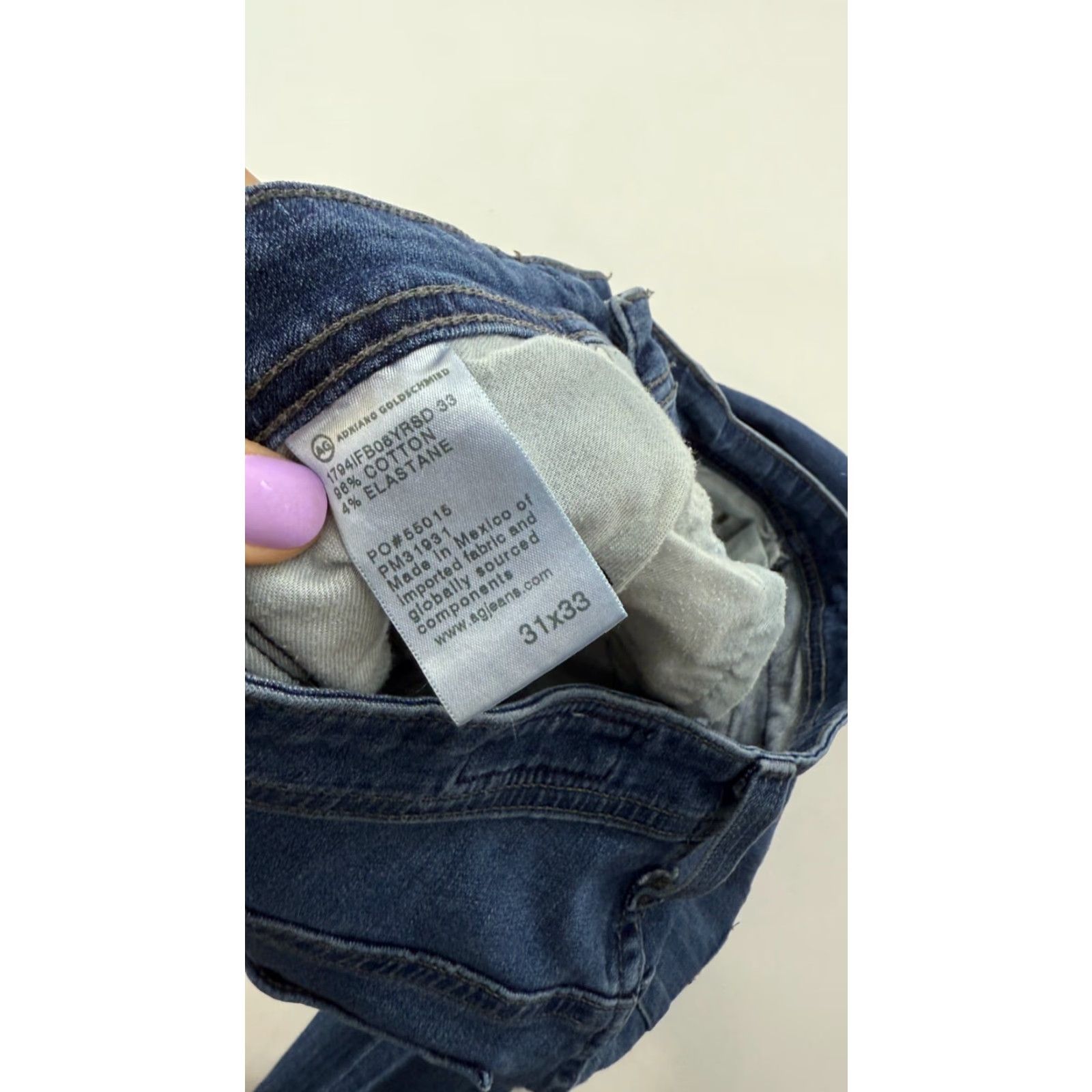 Denime AG Adriano Goldschmied Jeans Mens 31x33 Blue Denim 360 Faded Straight Leg Preppy Size US 31 - 6 Thumbnail