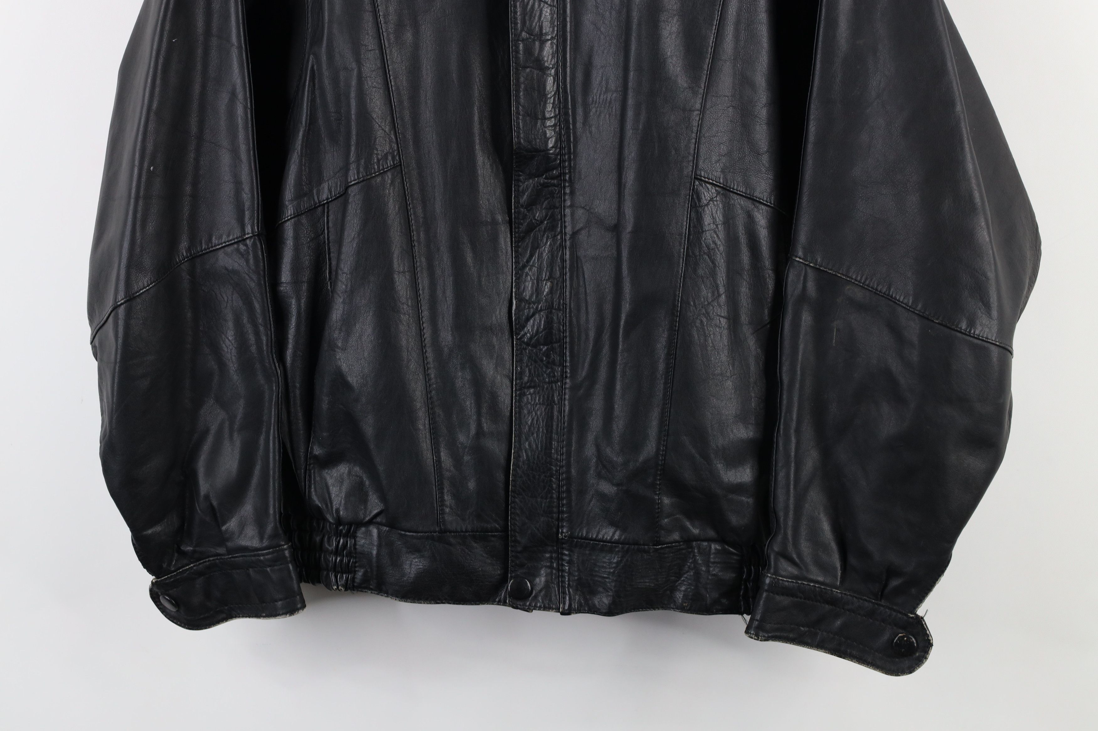 Vintage Vintage 70s Streetwear Leather Moto Bomber Jacket Black Size XL / US 12-14 / IT 48-50 - 3 Thumbnail