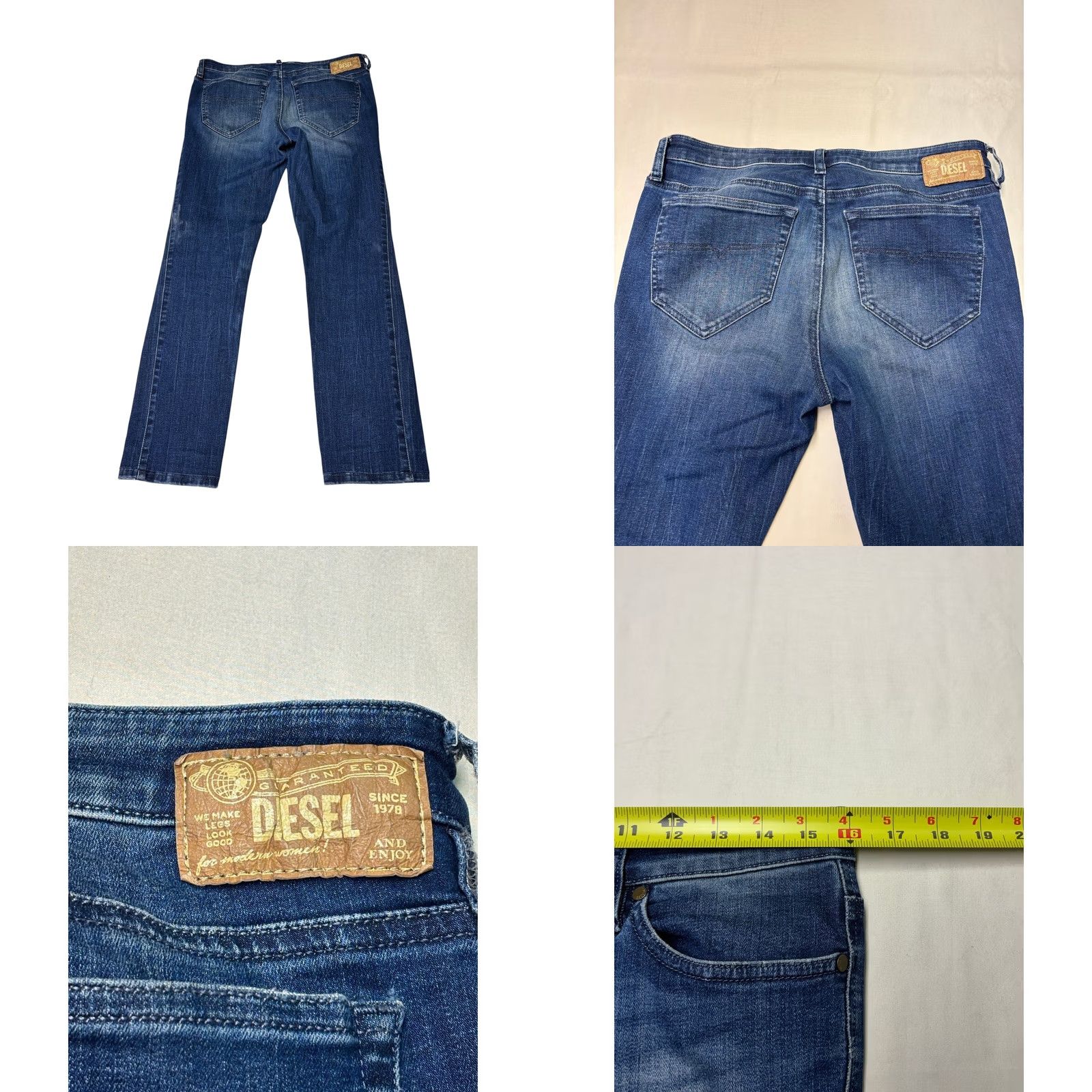 Diesel Diesel Skinzee Jeans Medium Wash 32W 28L Slim Skinny Denim Stretch 5-Pocket Womens Casual City Retro Belted Patch Distressed Size 24" / US 00 / IT 34 - 8 Thumbnail