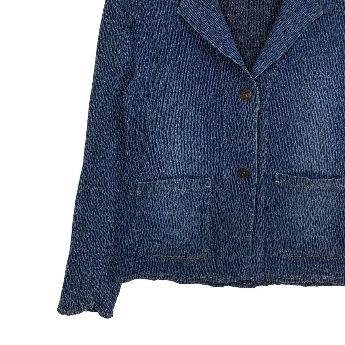 Japanese Brand 📌Pleated Cropped Biker Jacket Marie Usa Blue Indigo Size US M / EU 48-50 / 2 - 5 Thumbnail
