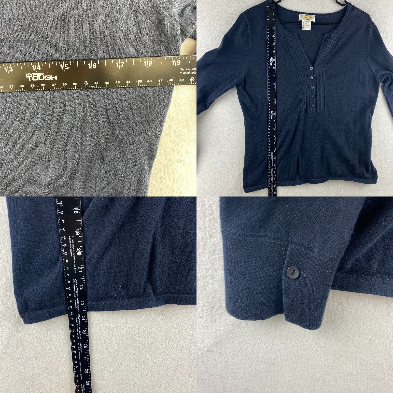 Talbots Talbots Sweater Womens L Blue V-Neck 1/2 Button Up Pullover Long Sleeve Casual Modern Shirts Size L / US 10 / IT 46 - 8 Thumbnail