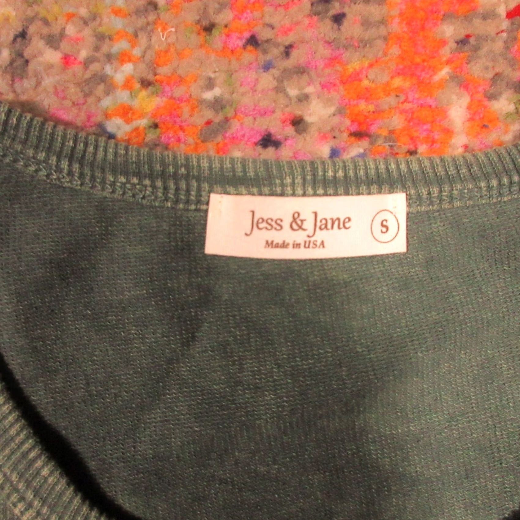 Vintage Jess & Jane Mineral Washed Cotton Pocket Dress S Long Sleeve Green A-Line Shift Knee Length Pockets Casual Travel Size S / US 4 / IT 40 - 3 Thumbnail