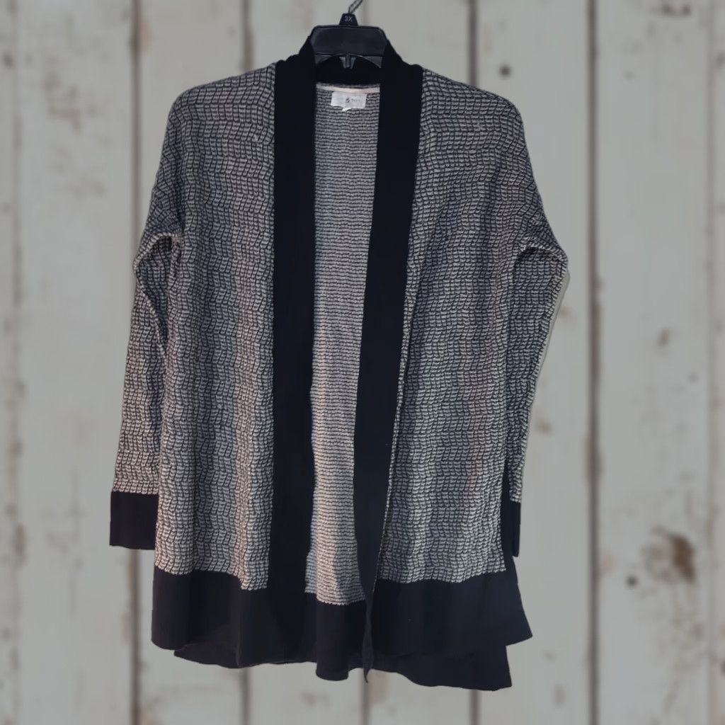 Lou & Grey Lou & Grey Geometric Open Front Knit Cardigan Womens Size M Navy/White Lightweight Breathable Size M / US 6-8 / IT 42-44 - 1 Thumbnail
