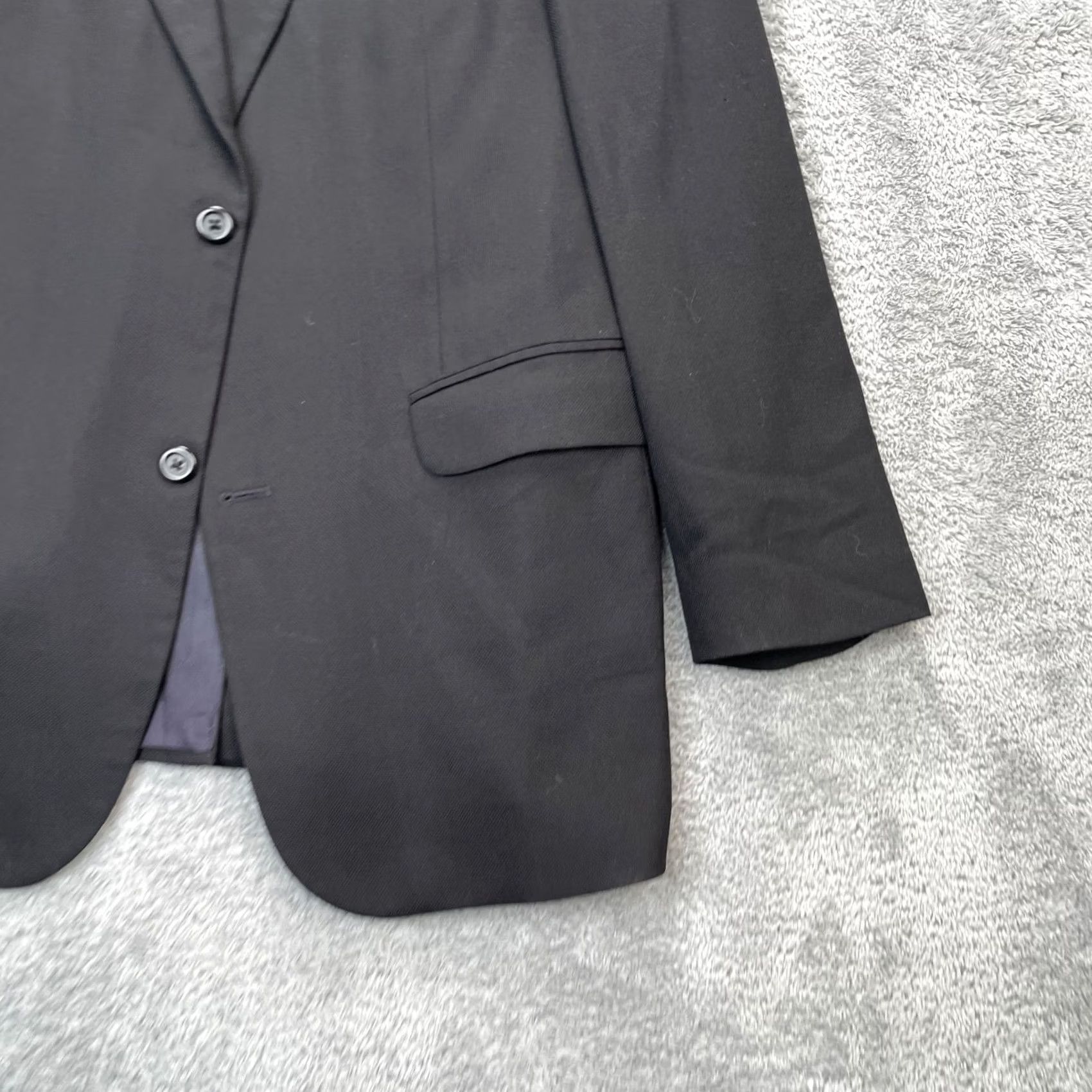 Lands' End VTG Lands End Blazer Mens 44L Black Wool Notch Lapel Long Single-Breasted 2-Button Chest 46in Dry Clean Only Vintage Wool Blazer Coat Size 44R - 7 Thumbnail