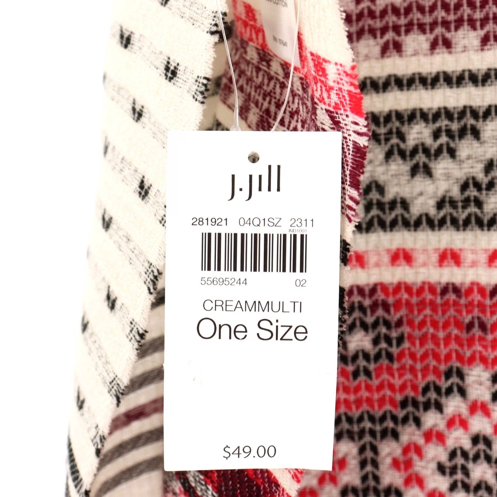 J. Jill J. Jill Cream Multi Fair Isle Geometric Infinity Scarf NWT One Size Fringed Accents Knit Rectangle Scarves Womens Size ONE SIZE - 4 Thumbnail