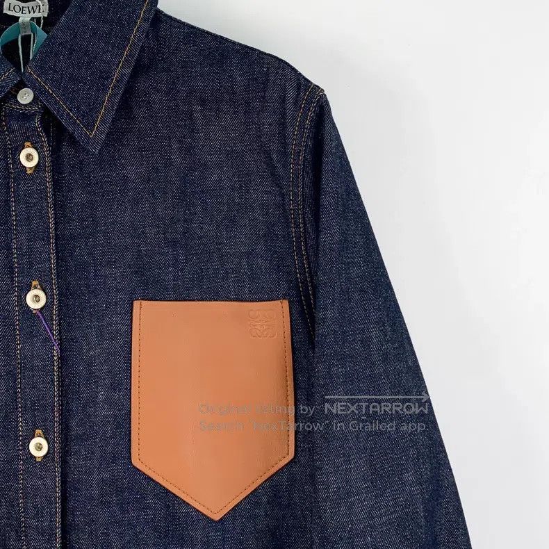 Loewe Loewe Dark blue logo leather brand embossed cotton turn-do Size XS / US 0-2 / IT 36-38 - 3 Thumbnail