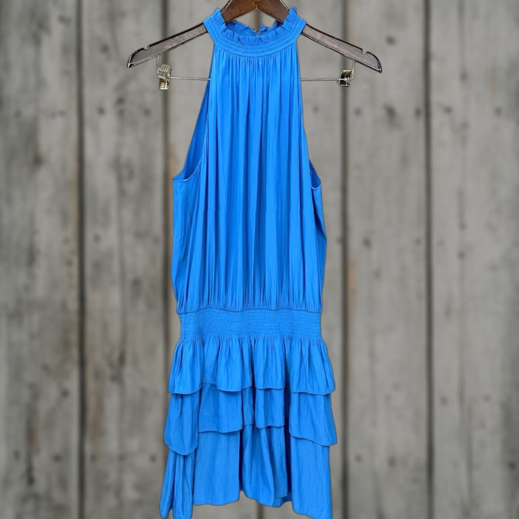 Ramy Brook Ramy Brook Mini Dress Womens M Blue Smocked Waist Tiered Quiet Luxury Preppy Size M / US 6-8 / IT 42-44 - 1 Thumbnail