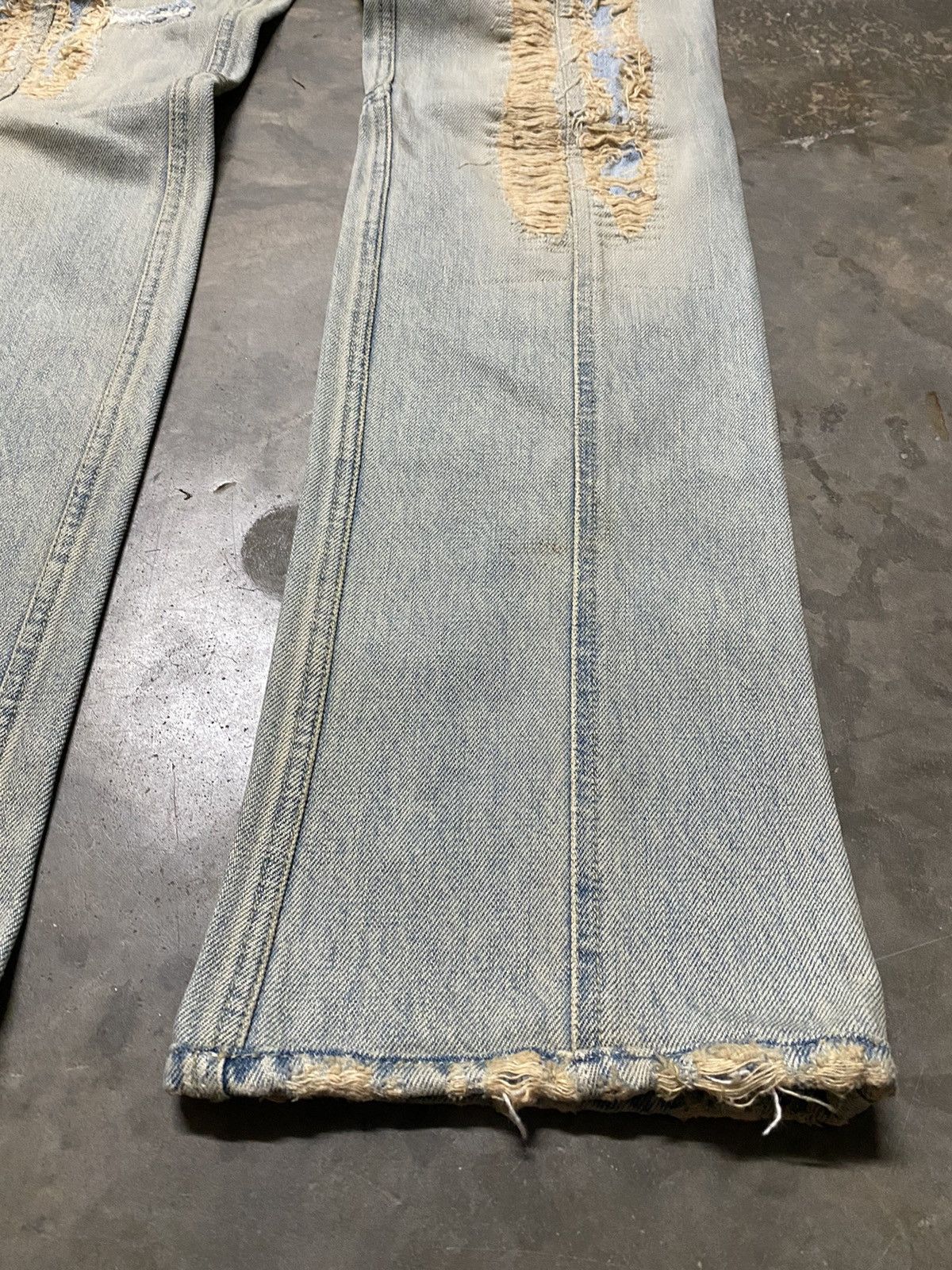 Japanese Brand × Vintage Flare Jeans Japan Ossa Mondo Utility Cargo Distressed Ripped Size US 30 / EU 46 - 3 Thumbnail