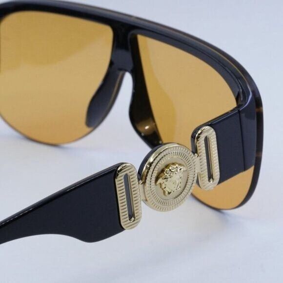 Versace Versace VE4391 GB1/7 Sunglasses Black Shield Frame, Orange Size ONE SIZE - 9 Thumbnail