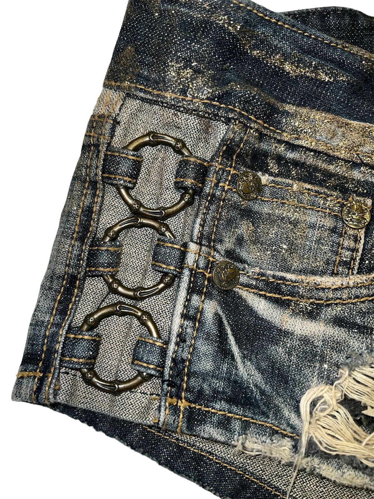 Japanese Brand D.i.a. Gyaru glitter denim shorts ☠️✨ Size 26" / US 2 / IT 38 - 13 Thumbnail