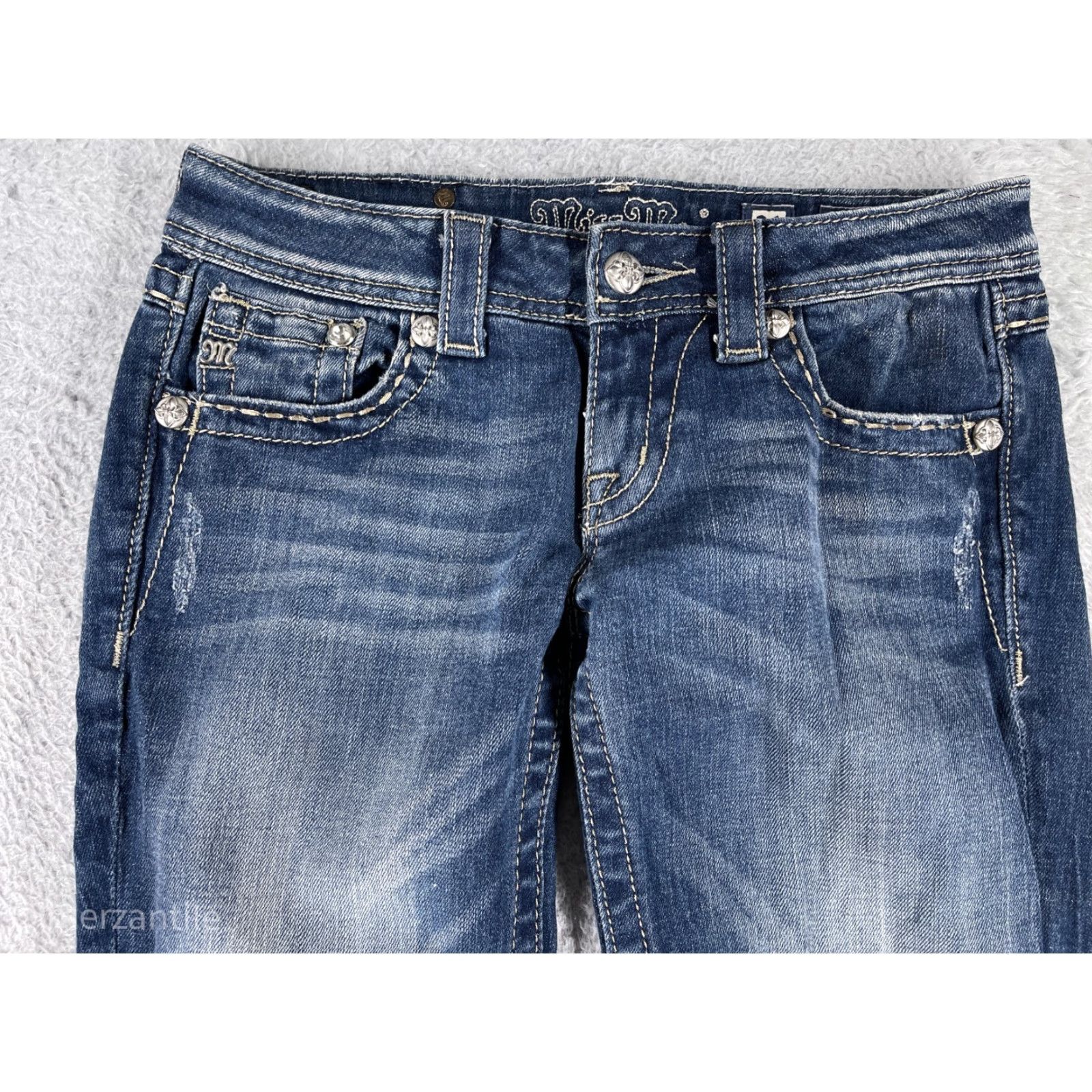 Miss Me Miss Me Jeans Women 26 Blue Denim Straight Leg Embellished Bling JE5616T4R Size 26" / US 2 / IT 38 - 7 Thumbnail