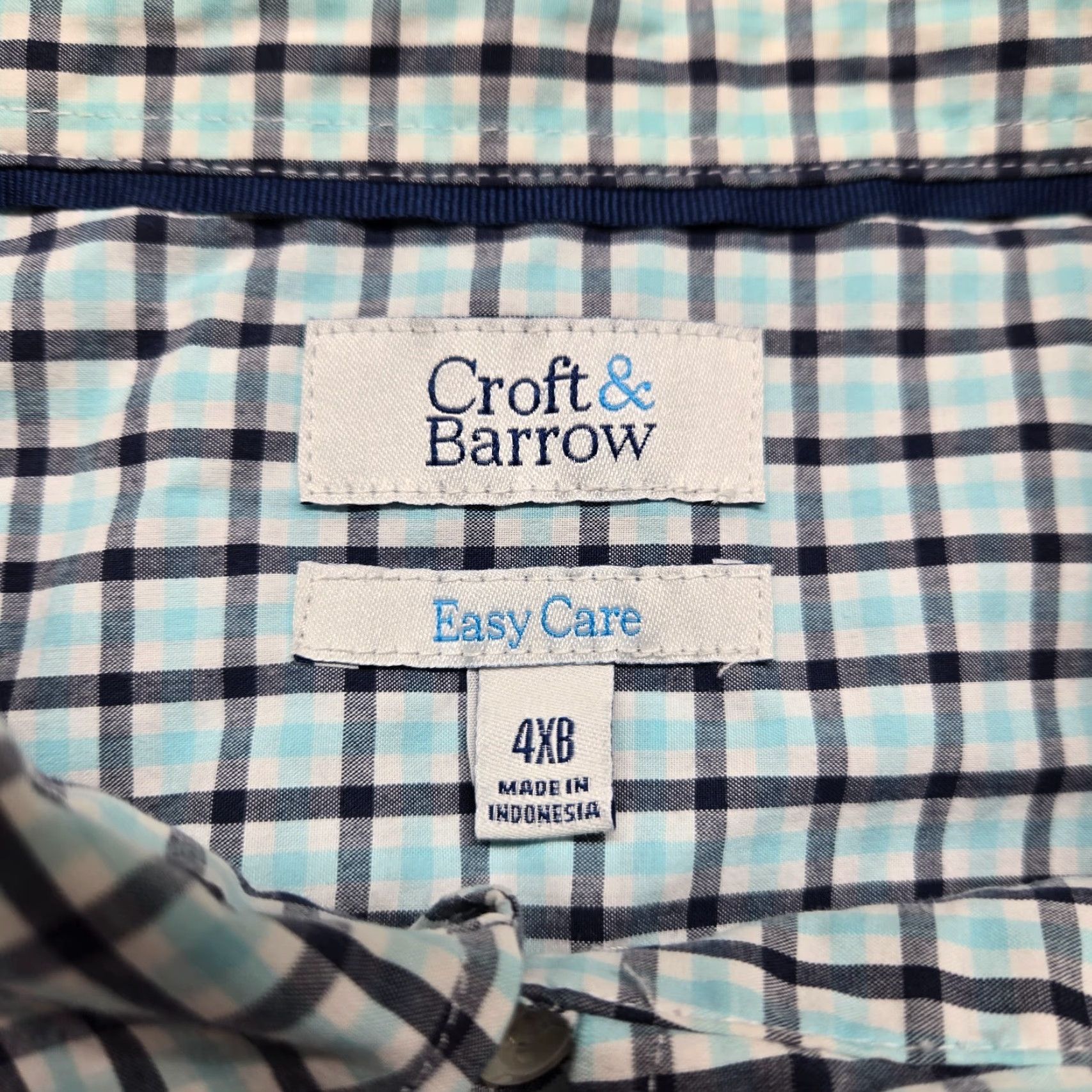 Croft & Barrow Croft & Barrow Shirt Blue Plaid Short Sleeve Button-Up Adult Men 4XB Easy Care Comfortable Casual Button-Down Classic Size US XXL / EU 58 / 5 - 3 Thumbnail