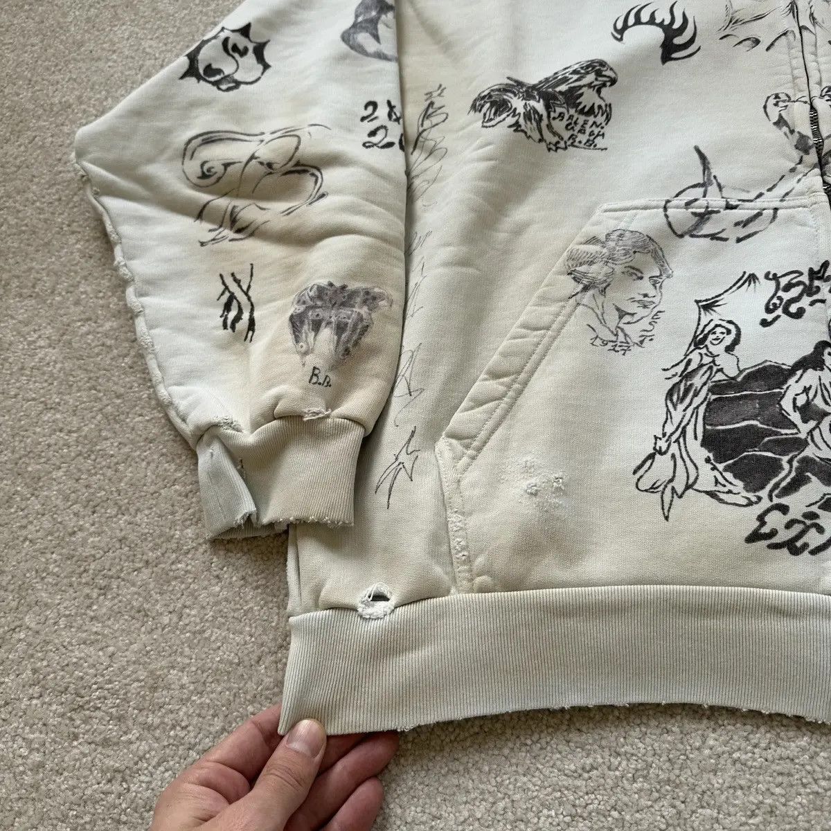Balenciaga SS24 TATTOO ZIPUP HOODIE Size US M / EU 48-50 / 2 - 5 Thumbnail
