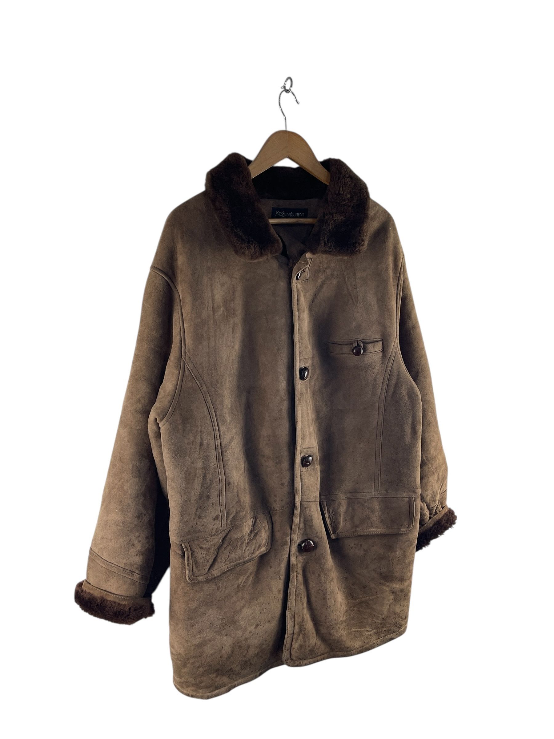 Yves Saint Laurent Vintage 1990s Yves Saint Laurent Pour Homme Shearling Coat Size L / US 10 / IT 46 - 4 Thumbnail