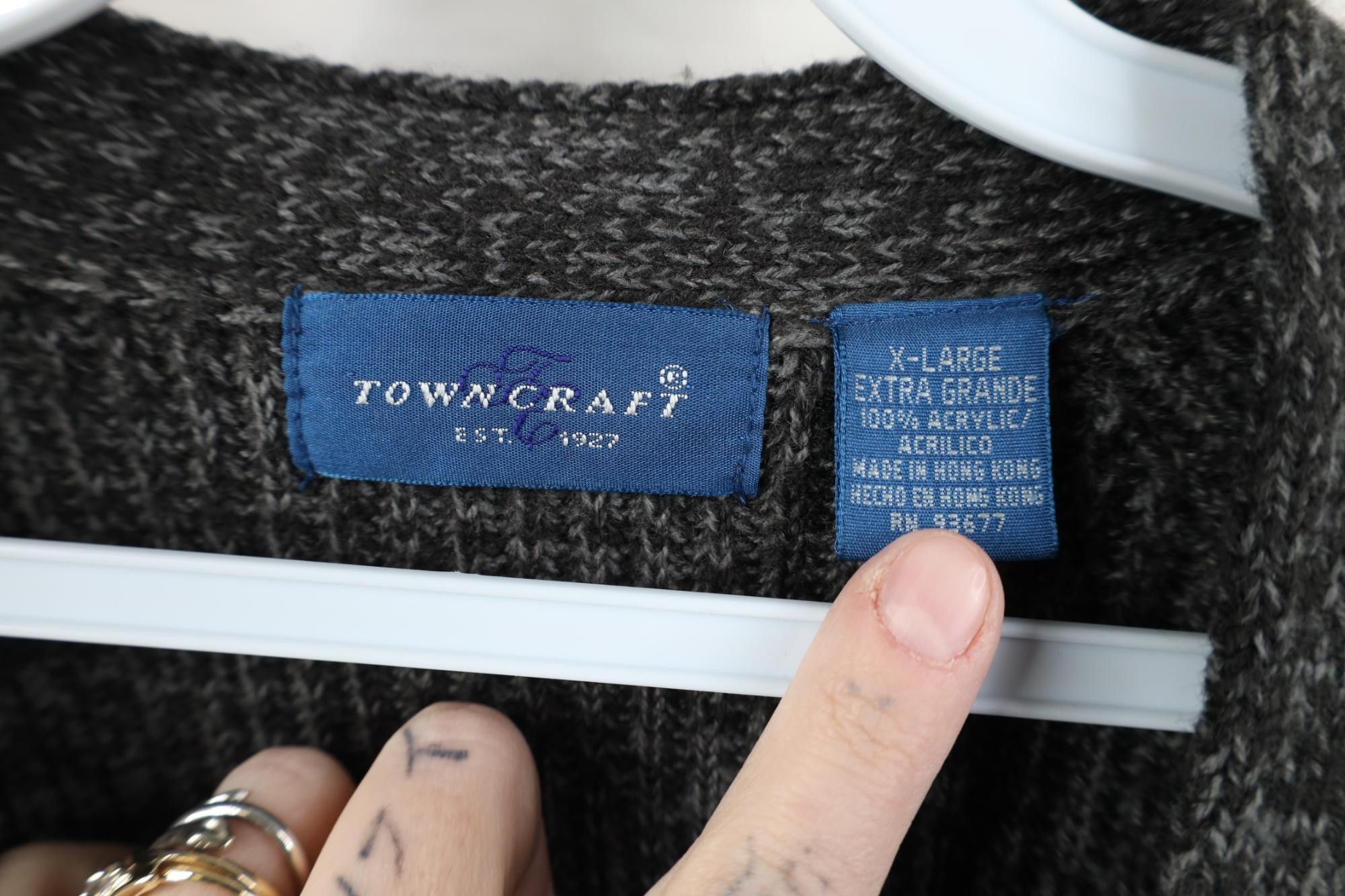 Vintage Vintage 90s Streetwear Ribbed Knit Cardigan Sweater Gray Size US XL / EU 56 / 4 - 8 Thumbnail