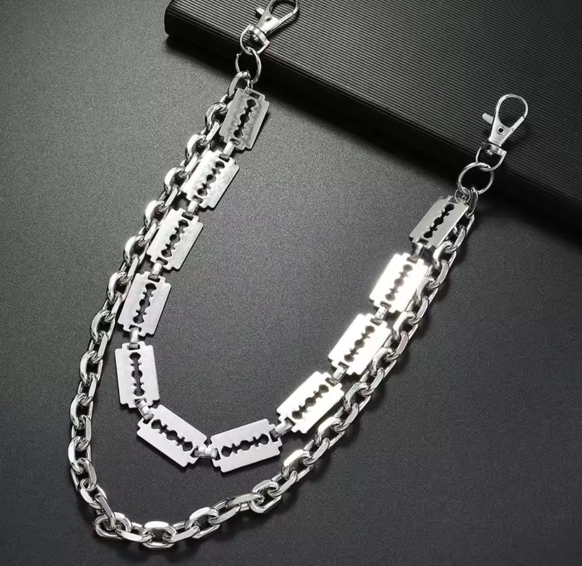 Other Punk Blade Metal Pants Double Chain Wallet Belt Chain Size ONE SIZE - 3 Thumbnail