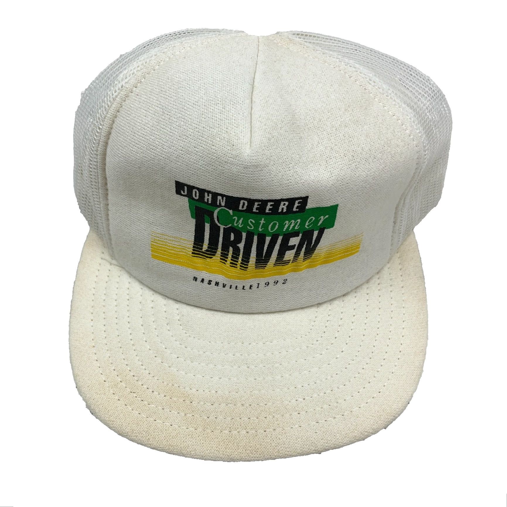 Vintage VINTAGE John Deere Trucker Hat Cap Snap Back Men One Size White Cotton Twill Adjustable 80s 90s USA Farm Logo Outdoors advertising Size ONE SIZE - 2 Thumbnail