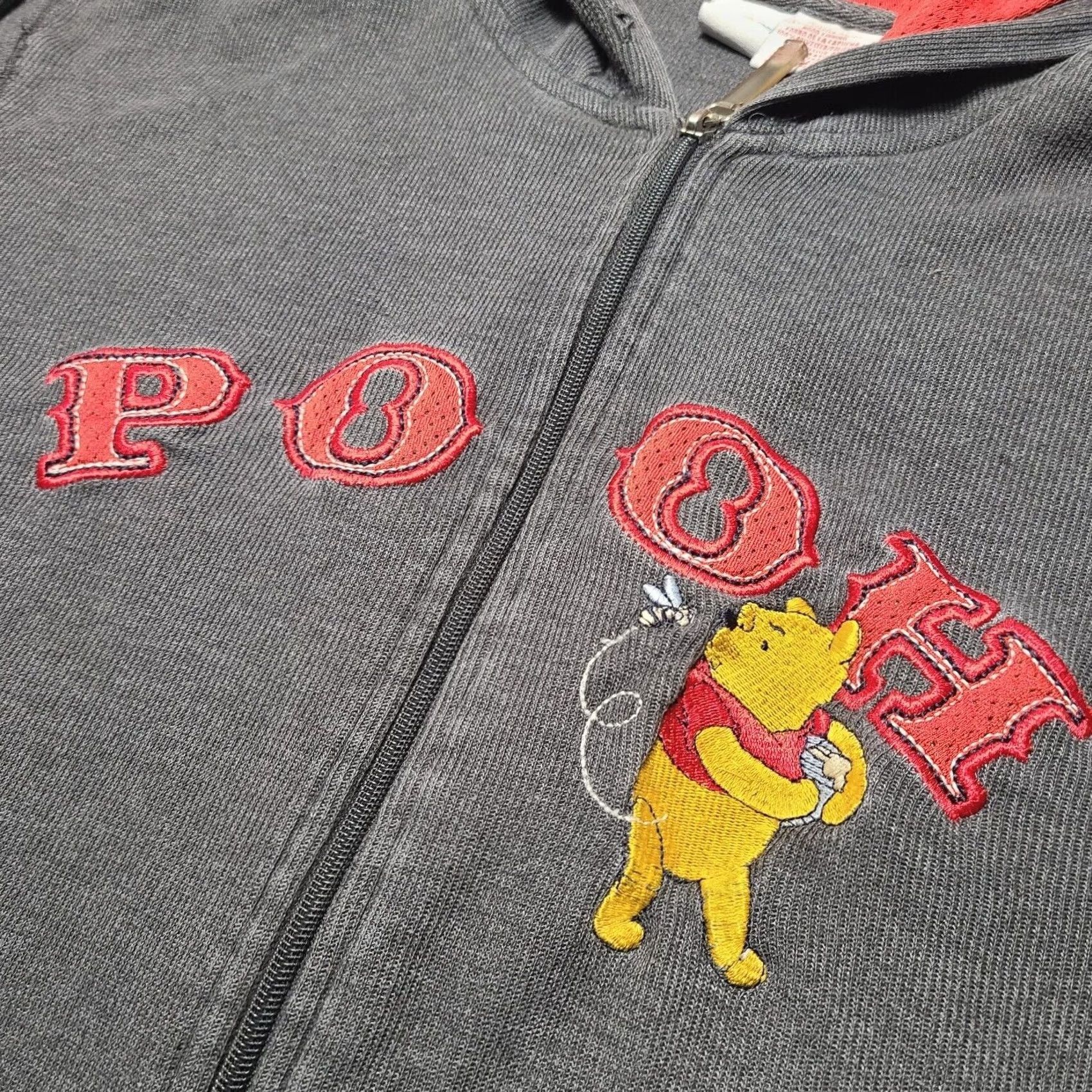Disney Disney Winnie the Pooh Full Zip Hoodie Sweatshirt Large Gray Embroidered Women's Size L / US 10 / IT 46 - 2 Thumbnail
