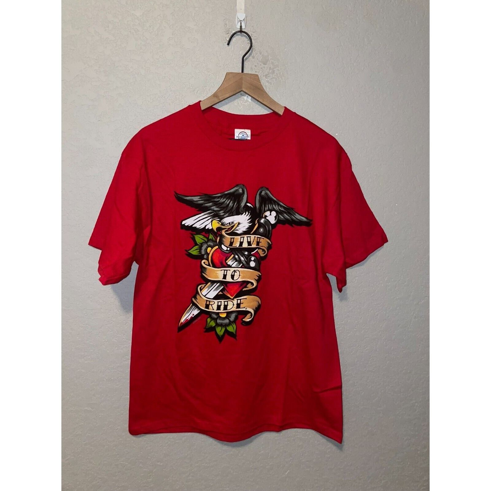 Delta Vintage Live To Ride Shirt Motorcycle Bike Red Tee Large Y2K Size US L / EU 52-54 / 3 - 1 Thumbnail