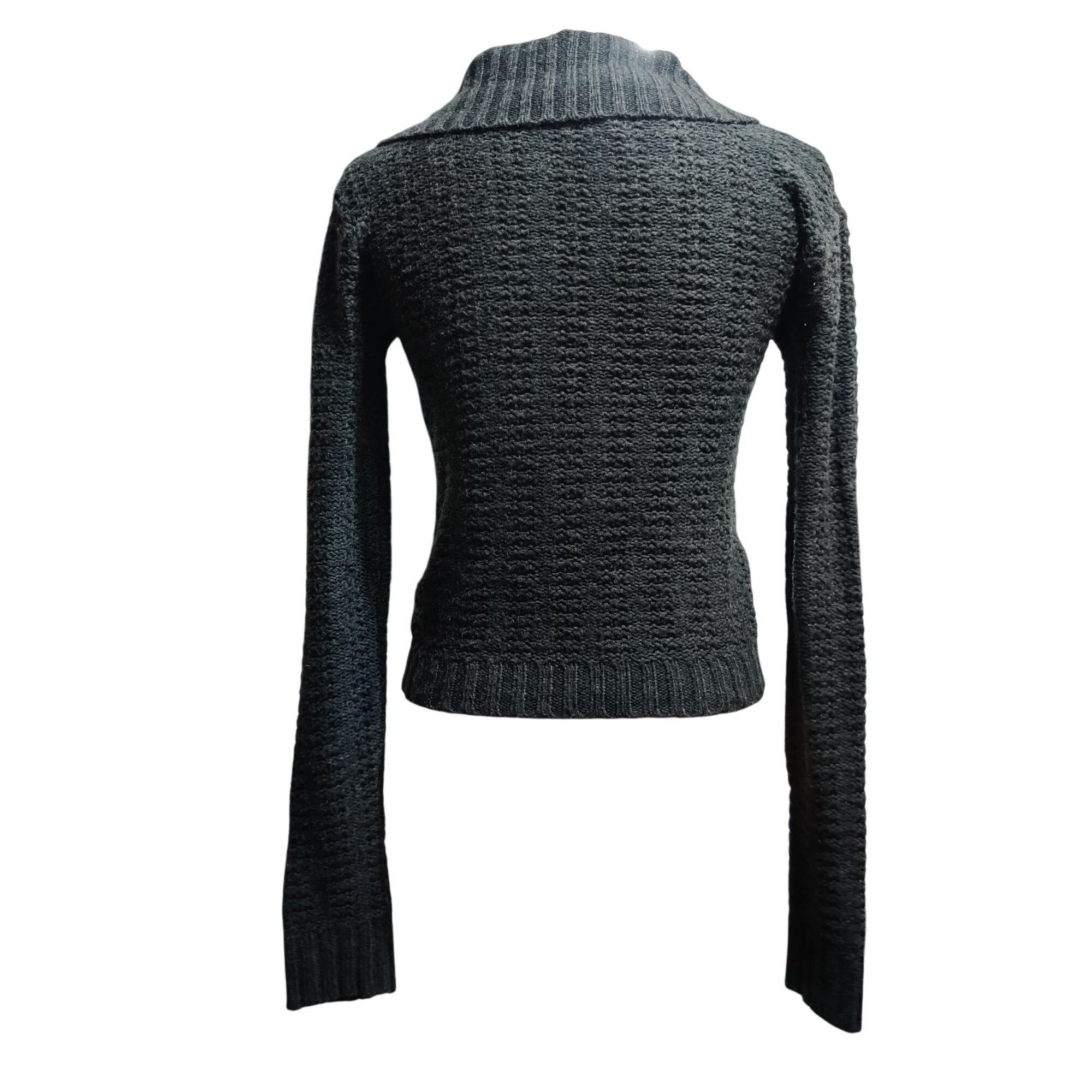 Other 2B Loved M Grey Textured Knit Cropped Collared Button Up Sw Size M / US 6-8 / IT 42-44 - 2 Thumbnail