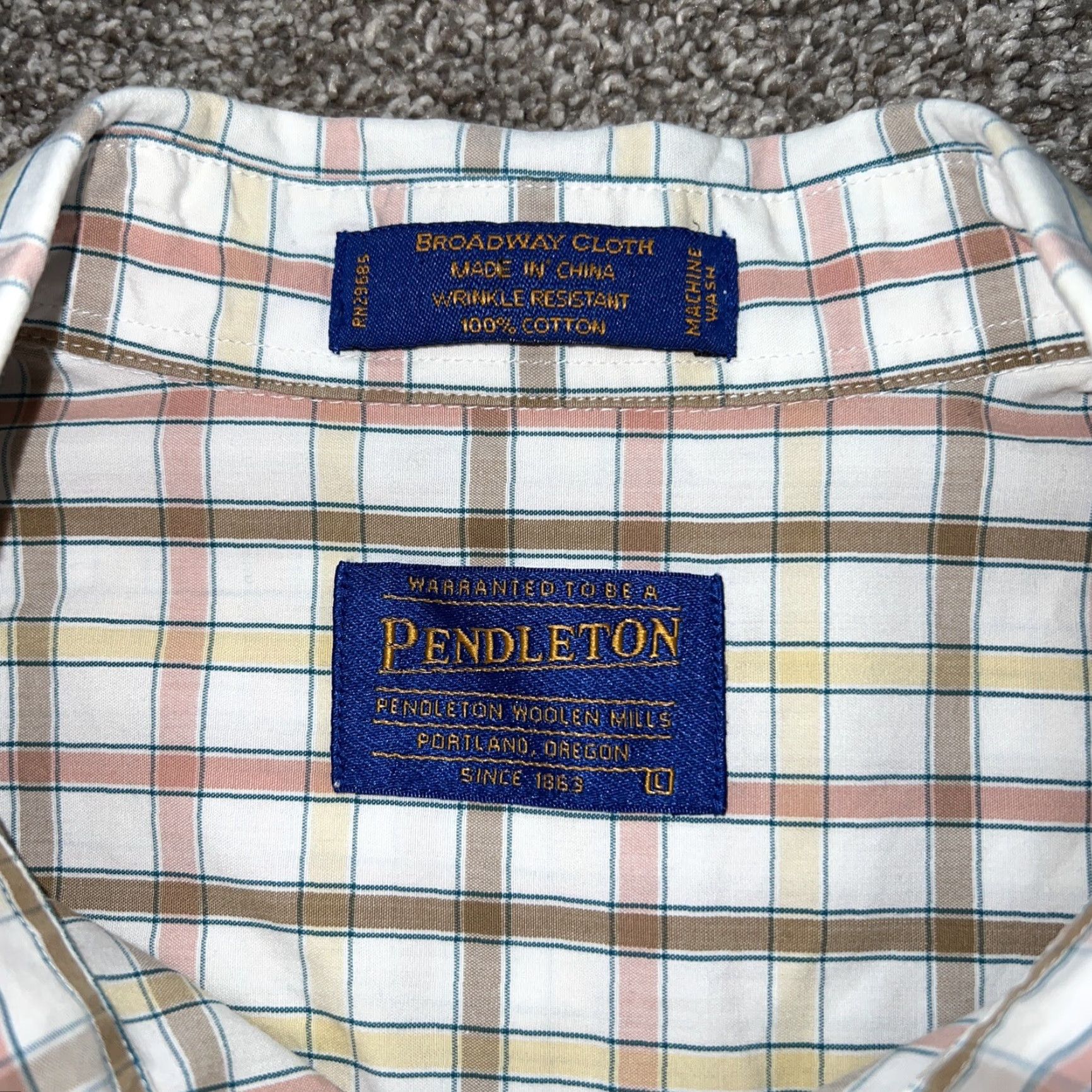 Pendleton Pendleton Broadway Cloth Plaid Button-Up Shirt Mens Size L Beige Regular Long Sleeve Size US L / EU 52-54 / 3 - 3 Thumbnail