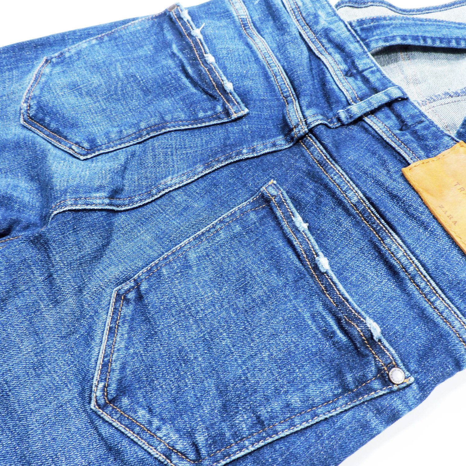 Zara ZARA TRAFALUC COLLECTION BIB OVERALLS DENIM LONG PANTS Size 24" / US 00 / IT 34 - 14 Thumbnail