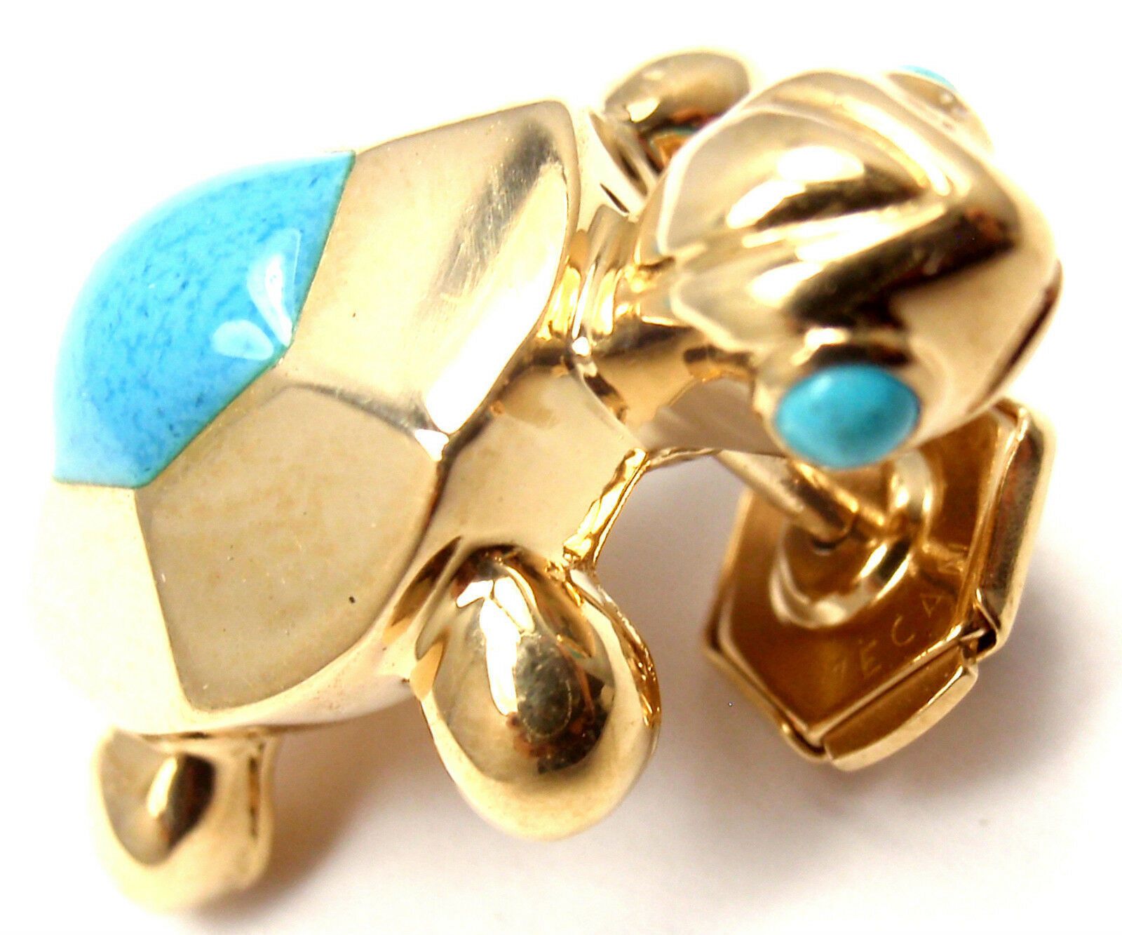 Cartier Authentic Cartier Yellow Gold Turquoise Turtle Tie Lapel Pin ...