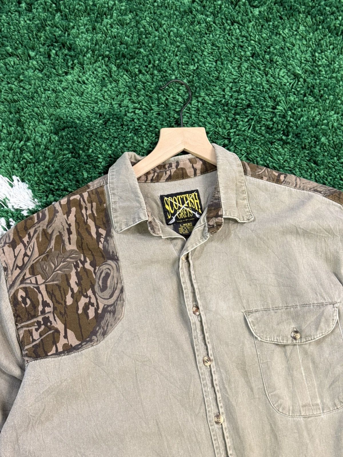 Vintage Vintage 90s Scottish Grey Camo Bark Tree Shirt Large Hunting Size US L / EU 52-54 / 3 - 4 Thumbnail