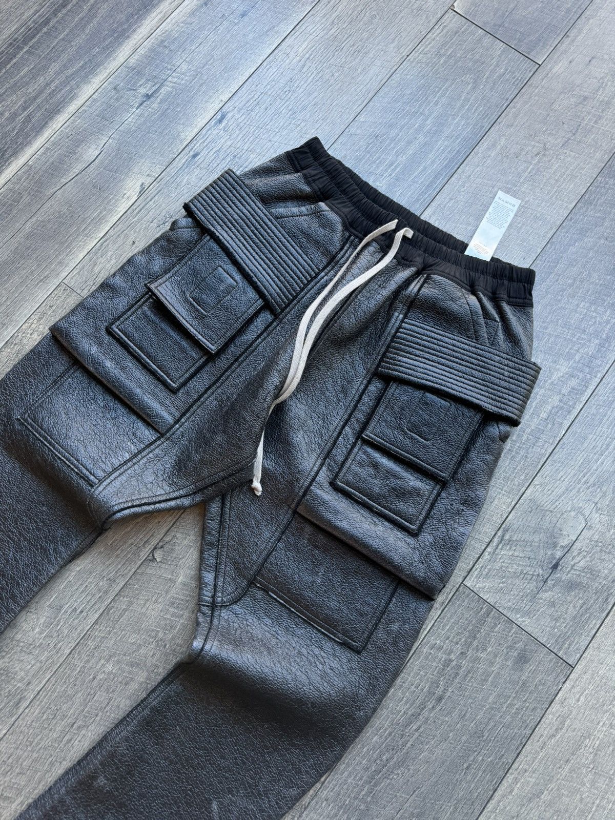 Rick Owens Rick Owens DRKSHDW Coated Denim Drawstring Cargo Pants - XS Size US 30 / EU 46 - 2 Thumbnail