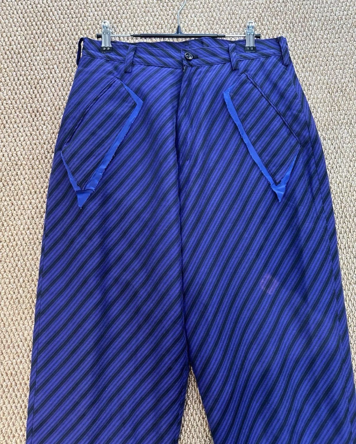 Sulvam Sulvam Purple Striped Wool Pants K23 Size US 34 / EU 50 - 2 Thumbnail