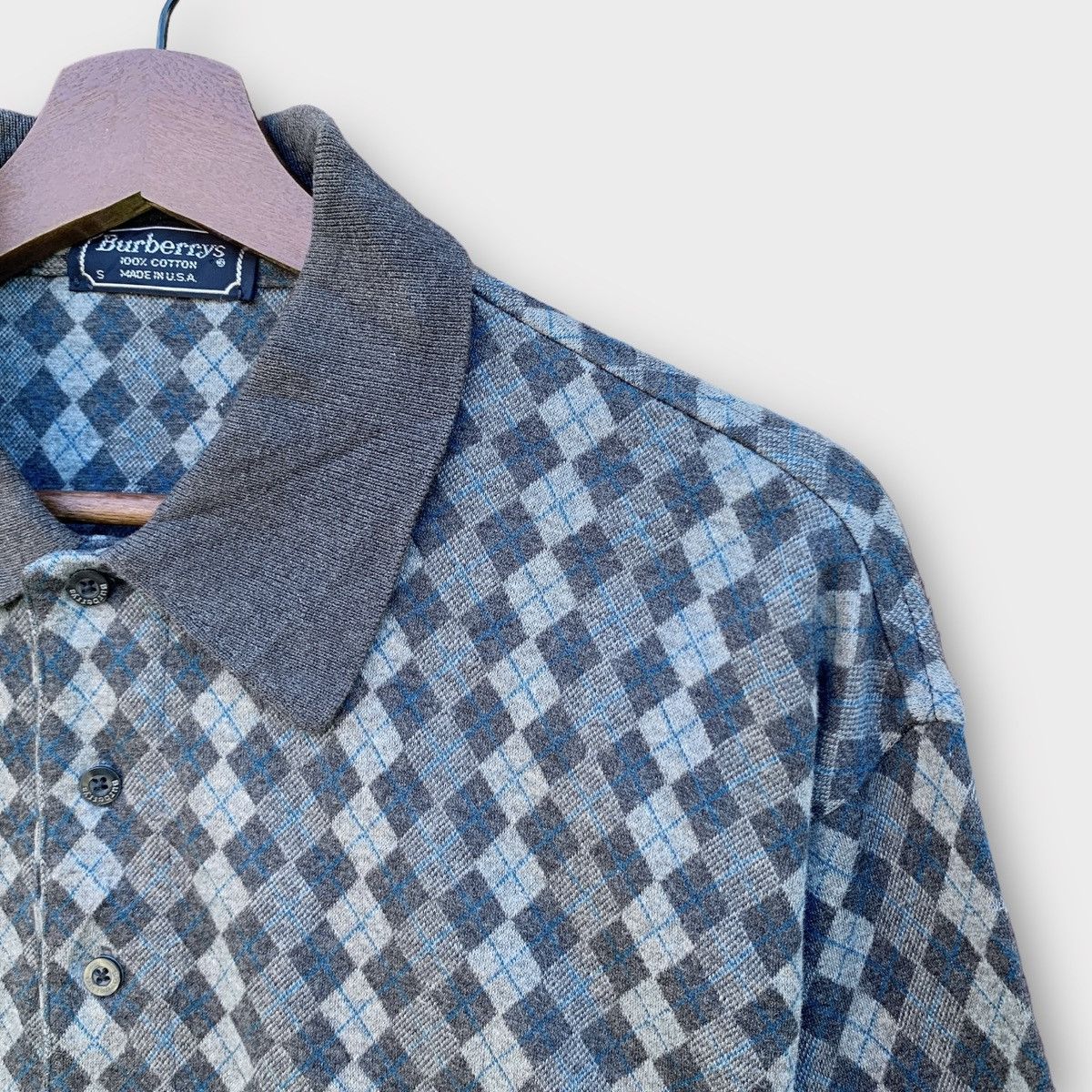Burberry VINTAGE 90s BURBERRYS USA ARGYLE KNIT POLO SHIRT Size US M / EU 48-50 / 2 - 5 Thumbnail