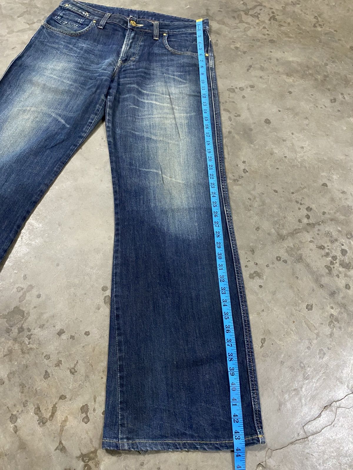Lee Baggy Flare Vintage Lee Blue Distressed Denim @313 Size US 34 / EU 50 - 12 Thumbnail