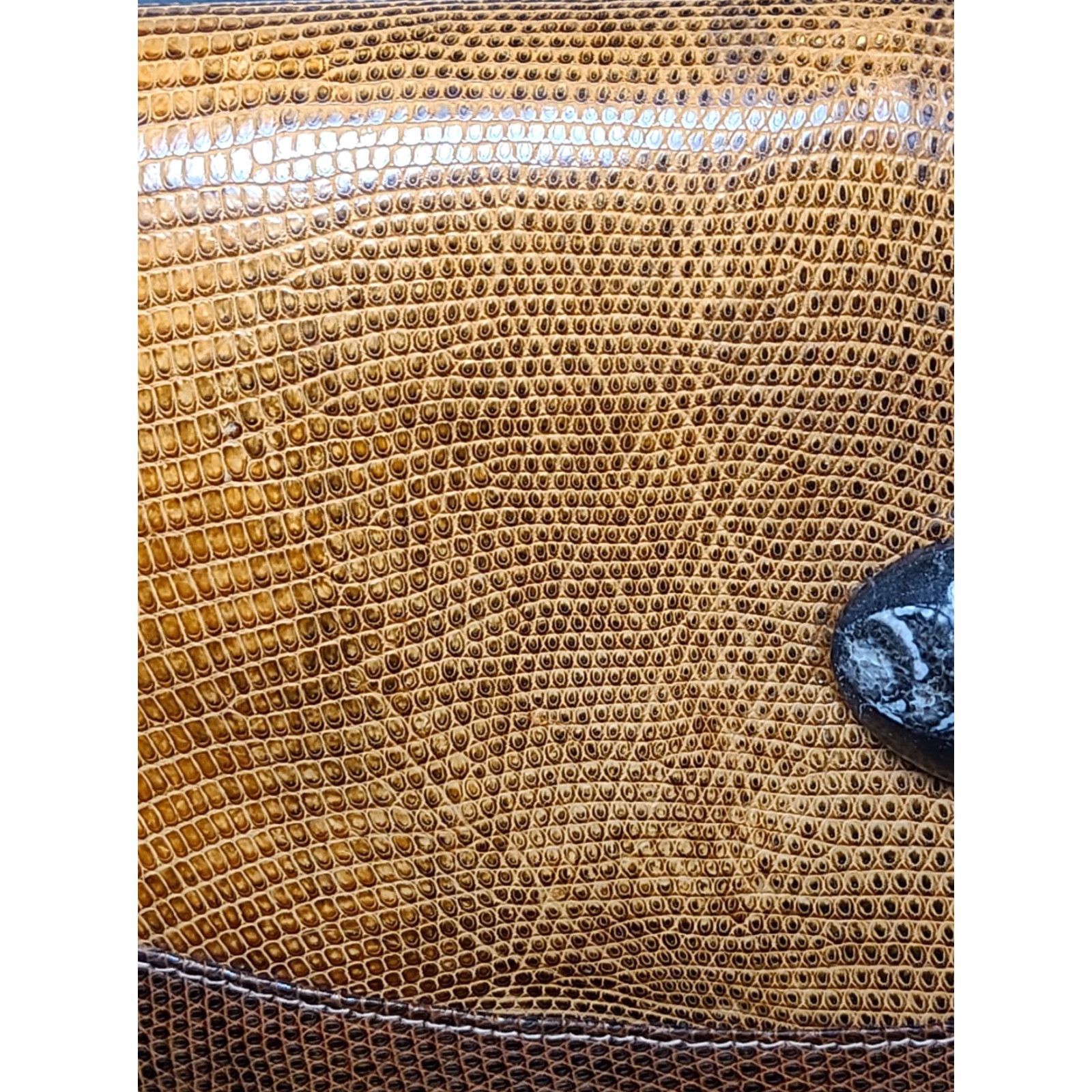 Fossil VTG Dark Tan Brown Women Lizard Leather Bag With Fossil Decoration Purse Shoulder Bag Size ONE SIZE - 4 Thumbnail