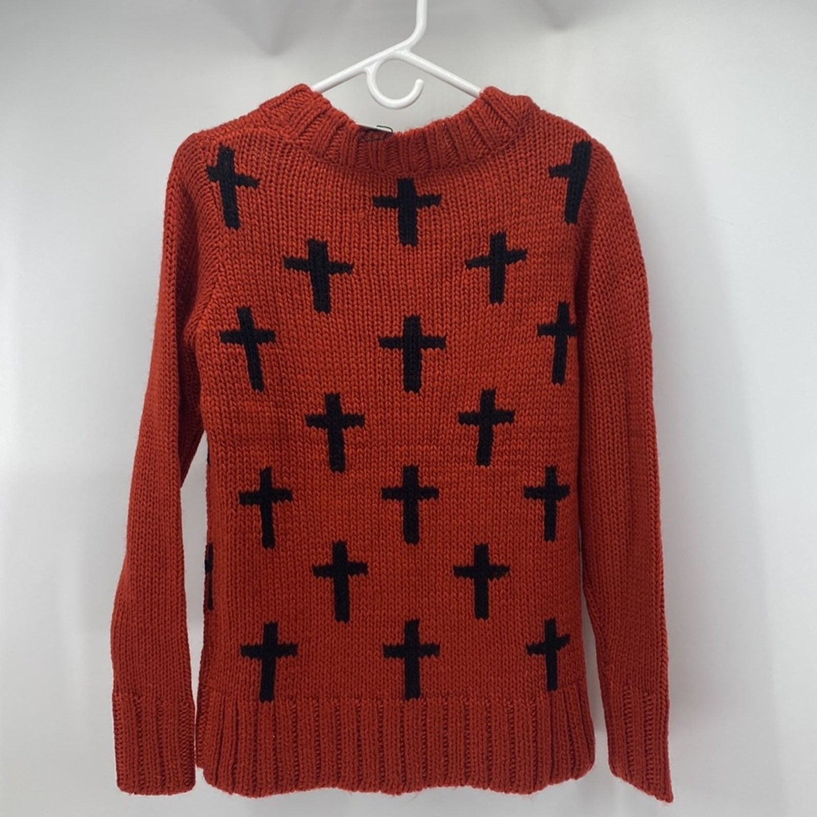 Other Glamorous orange cross mock neck wool blend sweater sz S Size S / US 4 / IT 40 - 4 Thumbnail