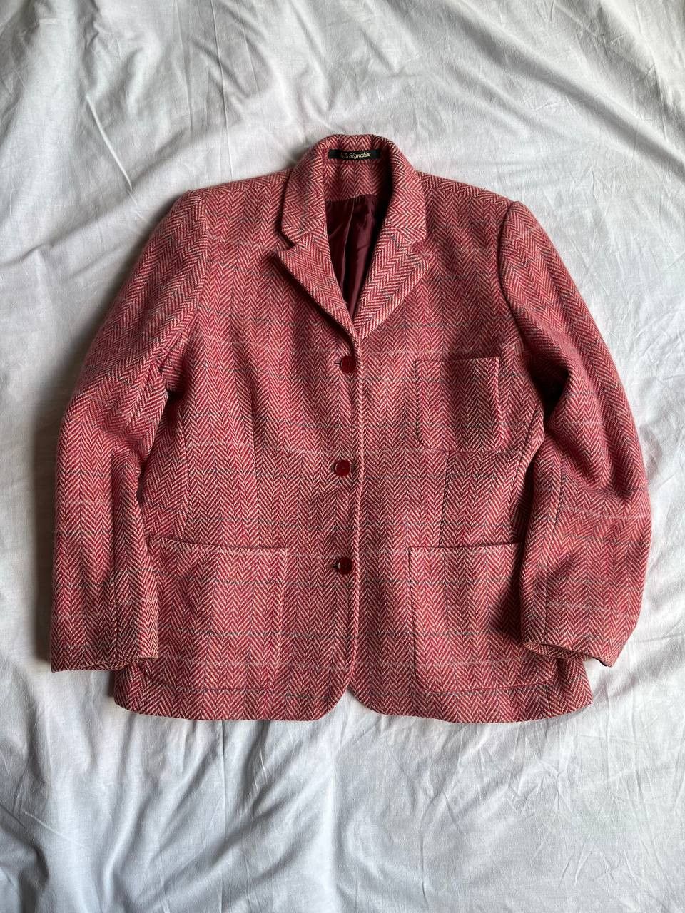 DAKS × Vintage DAKS London vintage red-white herringbone tweed blazer Size US M / EU 48-50 / 2 - 1 Thumbnail
