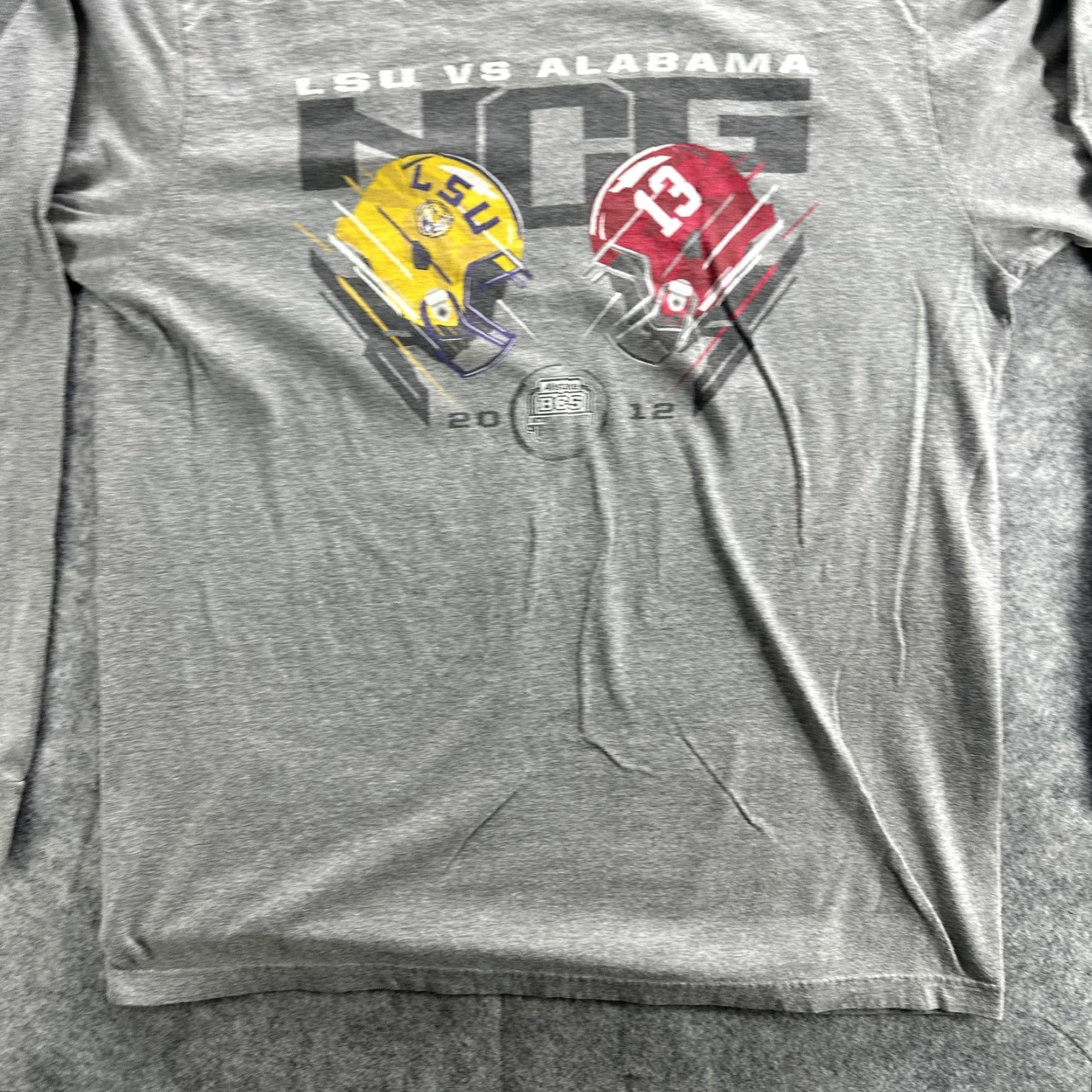 Nike VINTAGE Nike NCAA Football Shirt Men Large Gray LSU Tigers vs Alabama Crimson Tide 2012 BCS National Championship Size US L / EU 52-54 / 3 - 5 Thumbnail