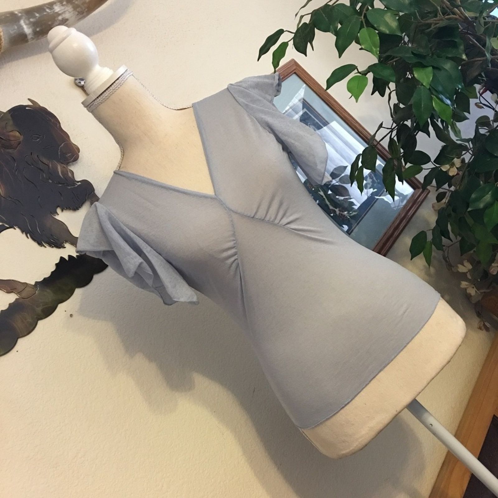 Designer Lele blue sheer flutter sleeve camisole NWOT M Size M / US 6-8 / IT 42-44 - 2 Thumbnail